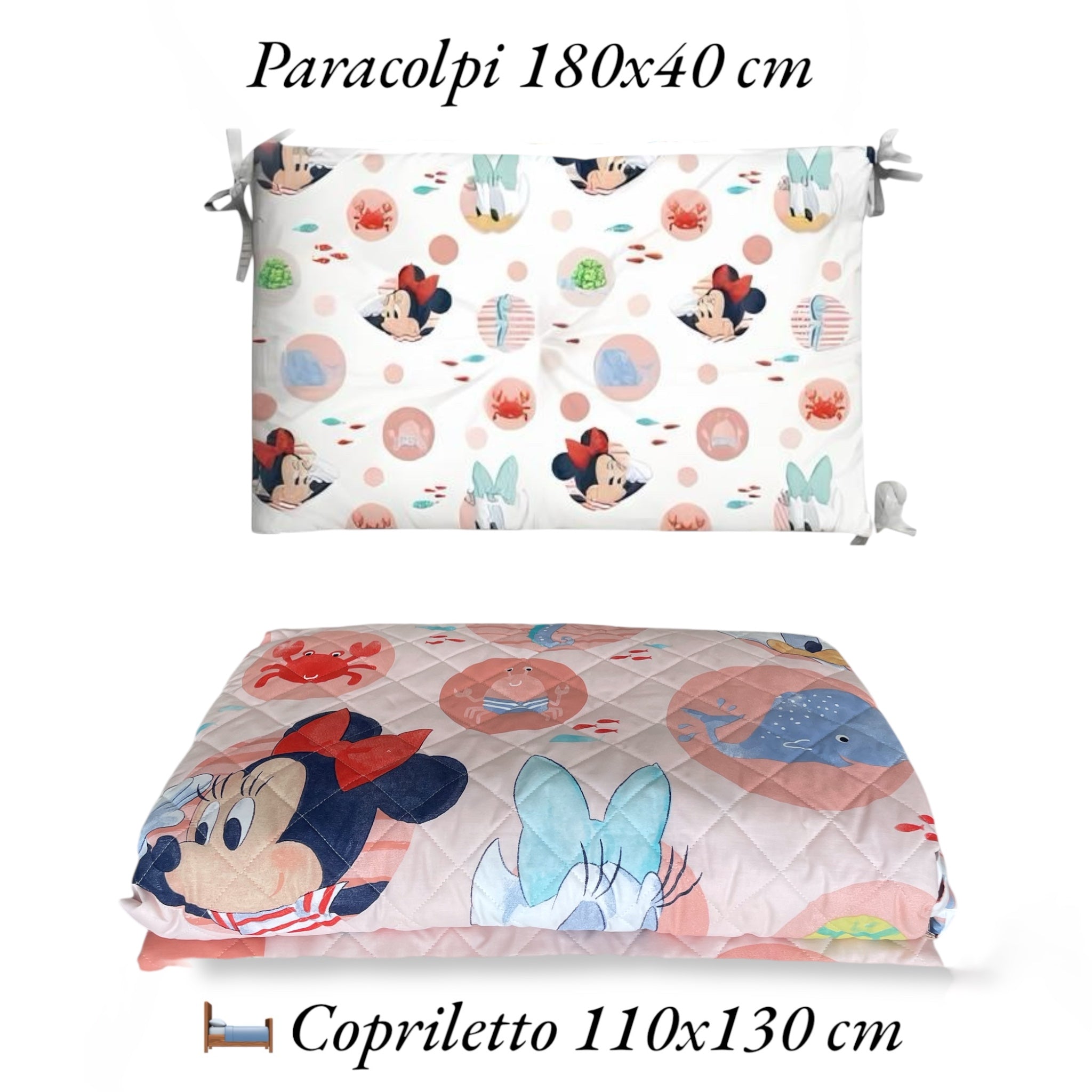 Copriletto Trapuntato Caleffi Con Paracolpi per culla/letto con sbarre Baby Minnie