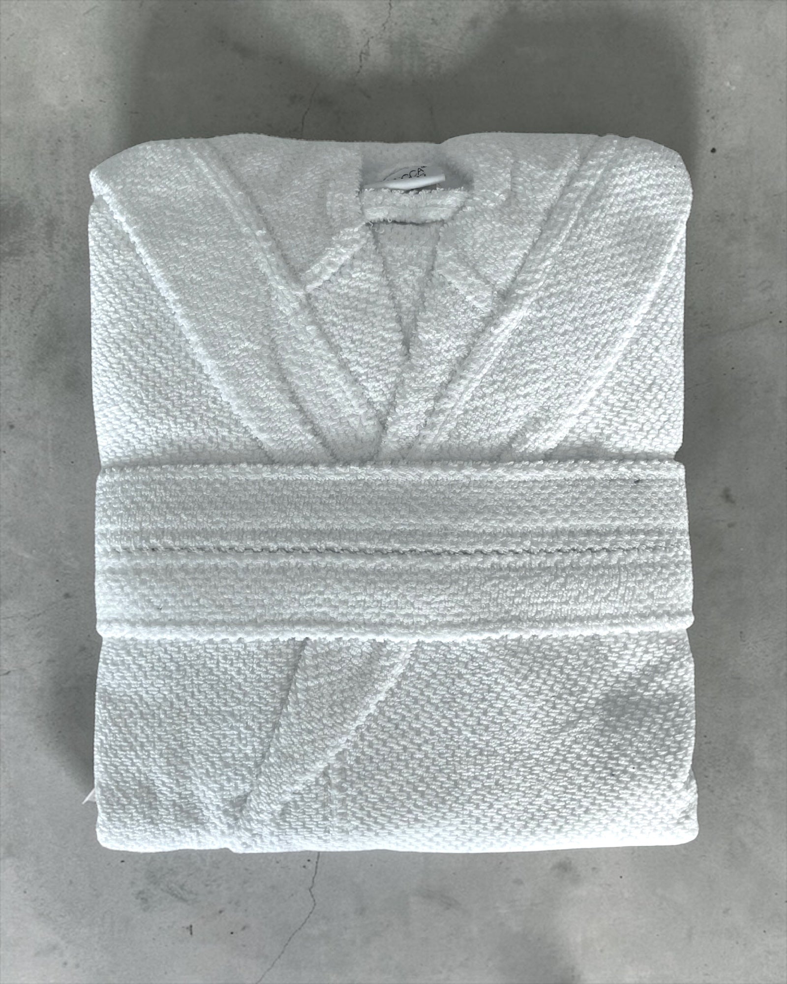Accappatoio bianco Rebecca Home Giulia piegato in spugna jacquard 100% cotone