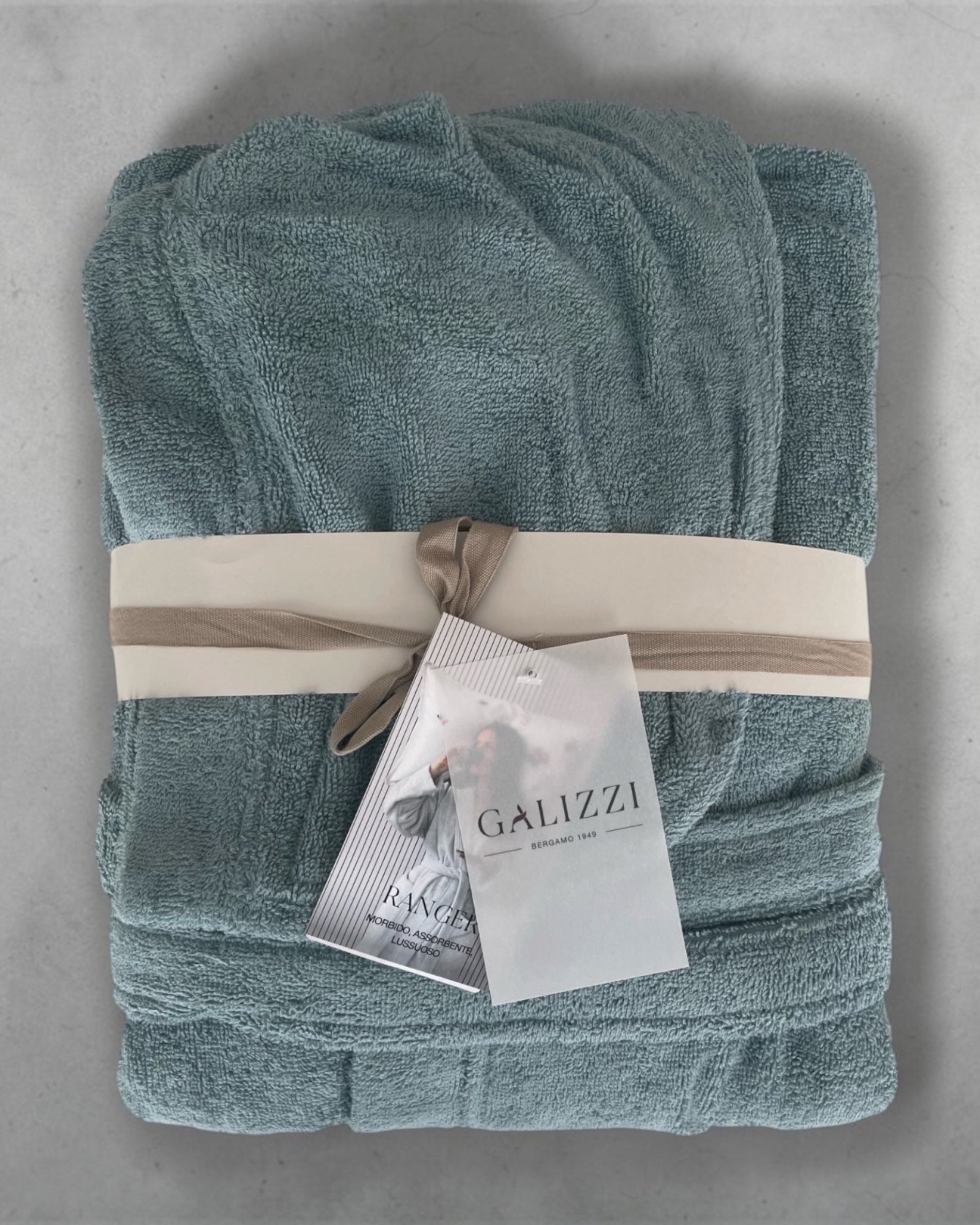 Accappatoio verde celadon confezione elegante Galizzi