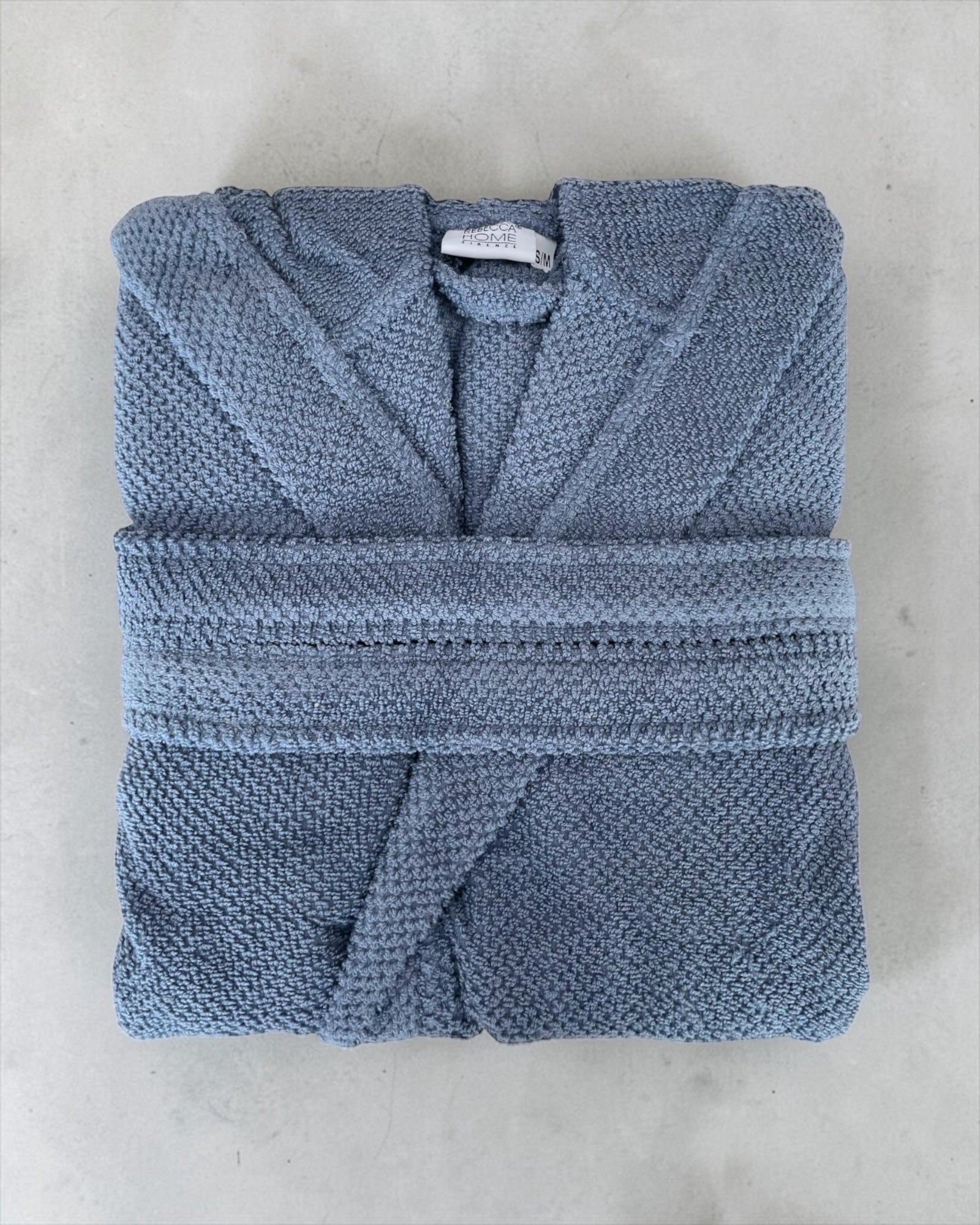 Accappatoio indigo Rebecca Home Giulia piegato in spugna jacquard 100% cotone