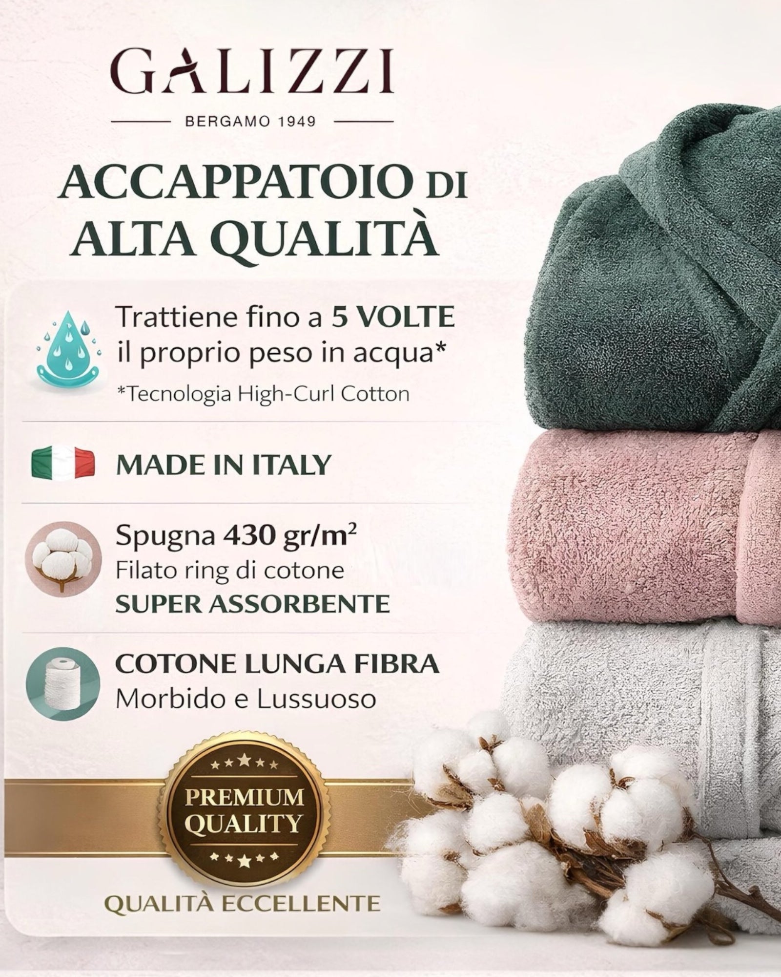Accappatoio Made in Italy Galizzi nocciola