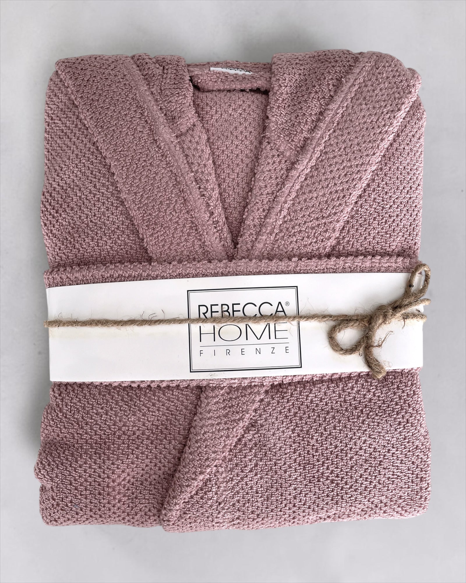 Accappatoio rosa antico Rebecca Home Giulia piegato in spugna jacquard 100% cotone