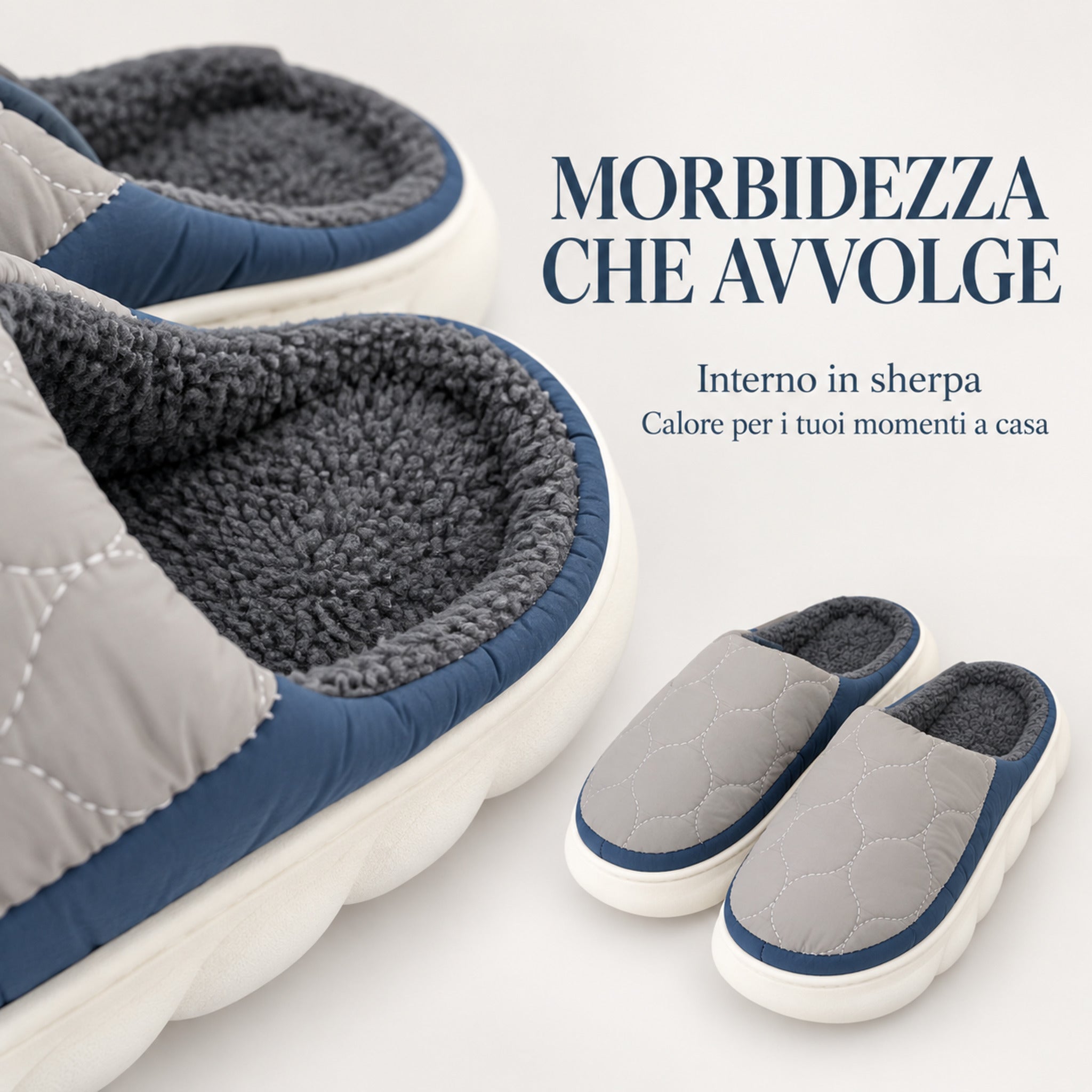 Dettaglio interno in morbido sherpa della pantofola uomo Admas 69051