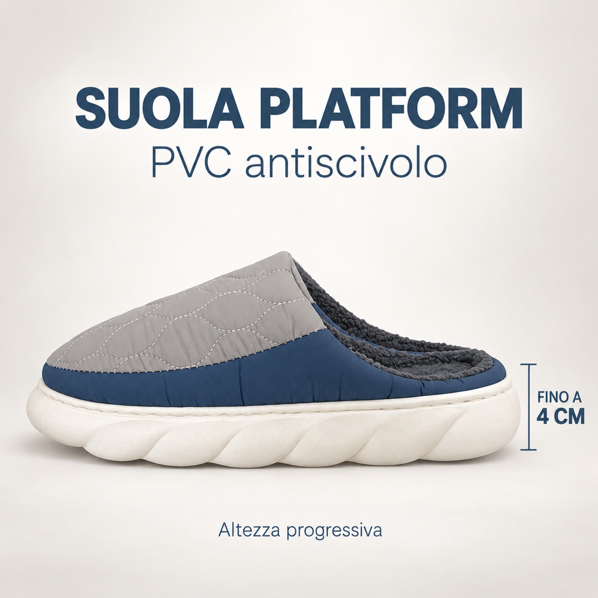 Suola platform in PVC antiscivolo alta fino a 4 cm della pantofola Admas 69051