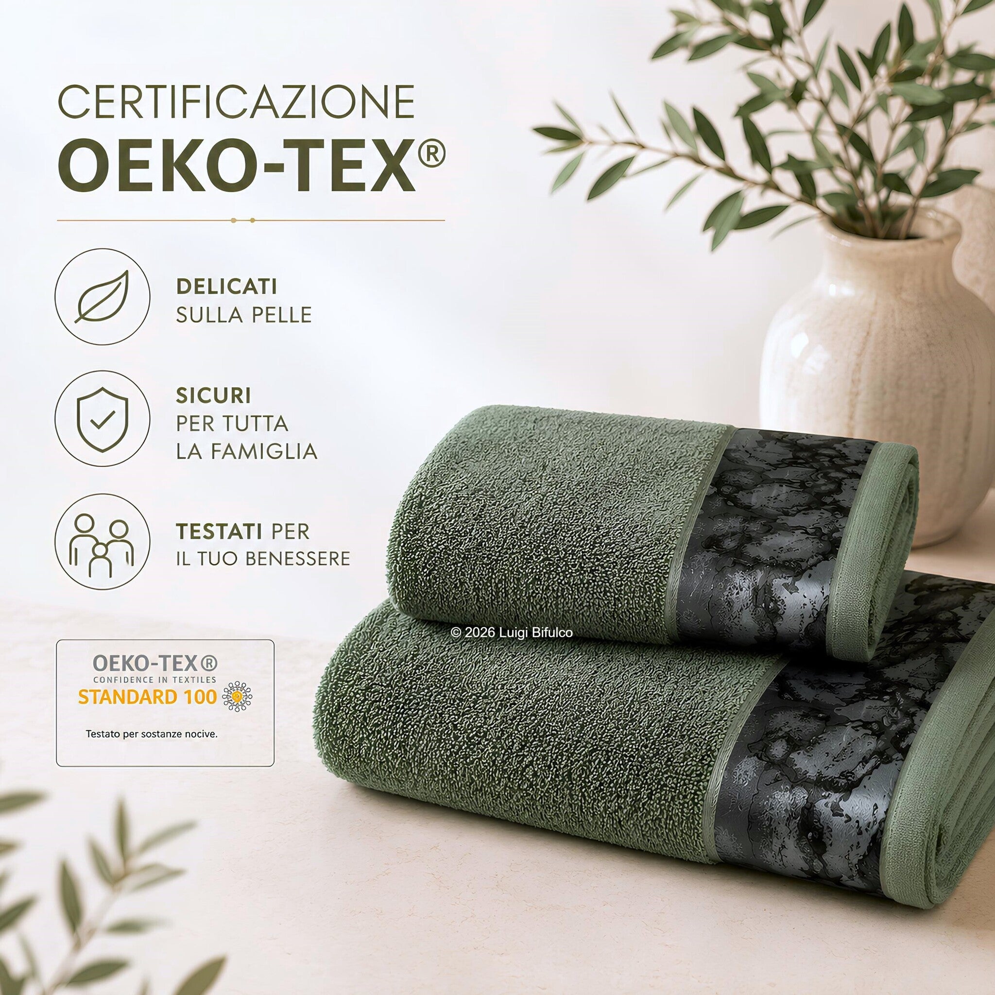 Set asciugamani Alviero Martini certificato OEKO TEX Standard 100