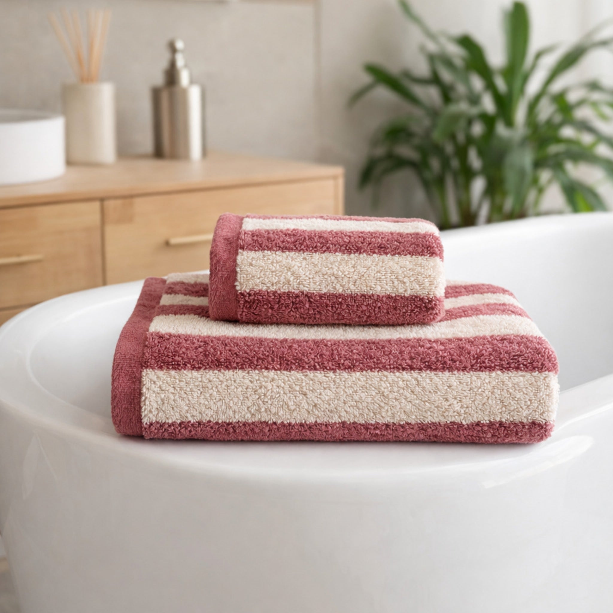 Set asciugamani bagno elegante marsala stile moderno