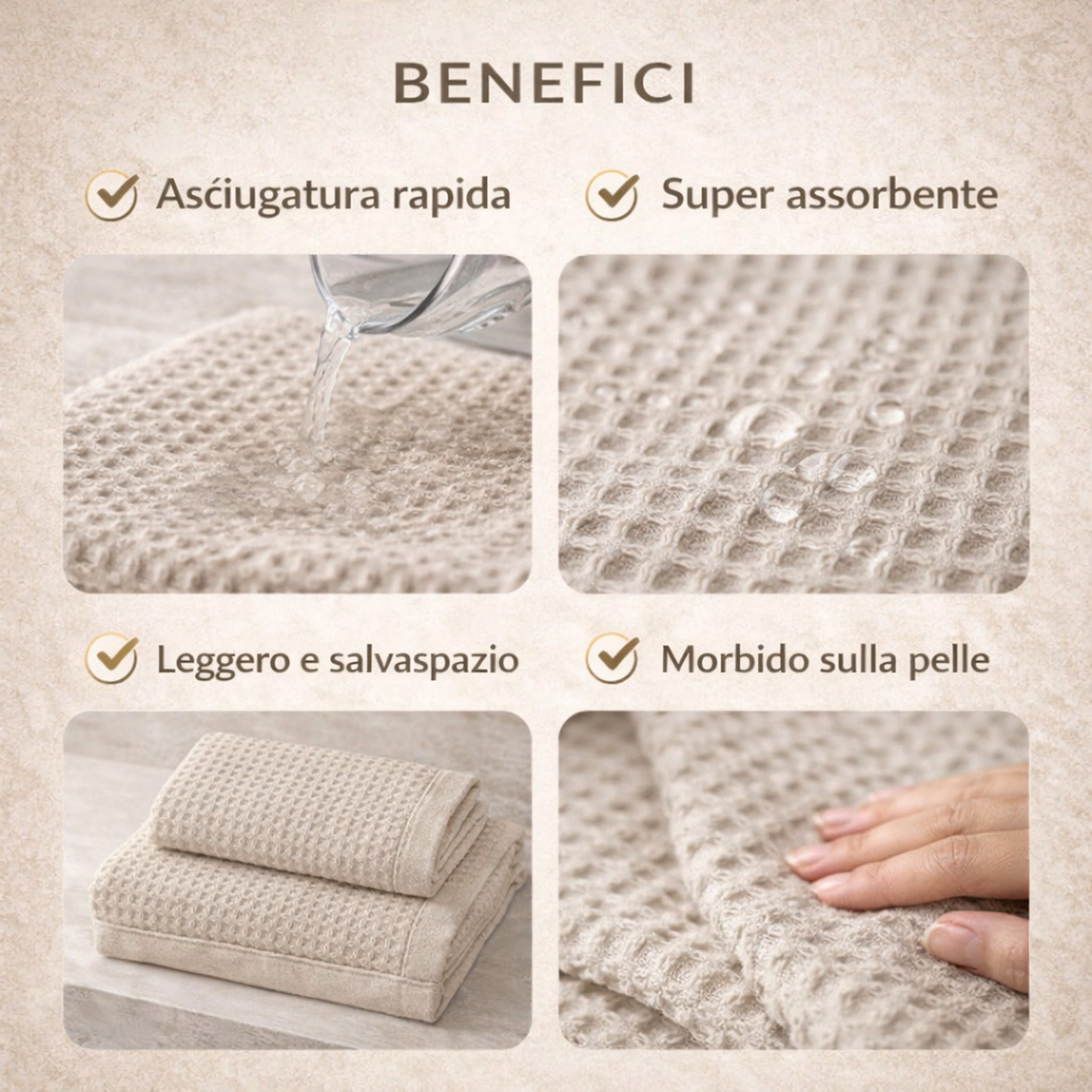 Asciugamani alta assorbenza asciugatura rapida nido d’ape