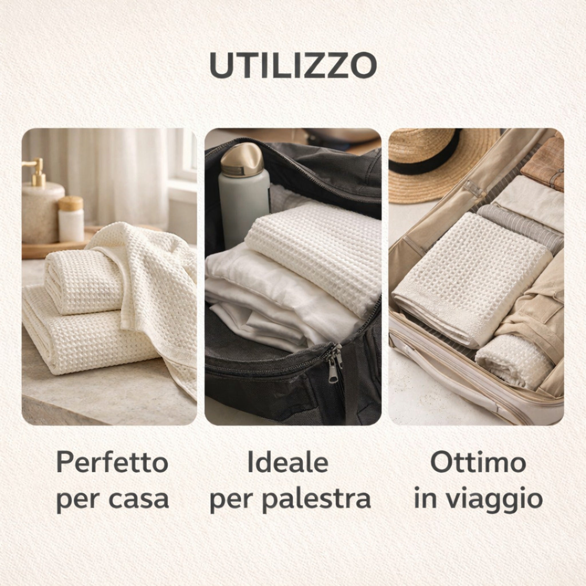 Asciugamani cotone ideali per casa palestra e viaggio