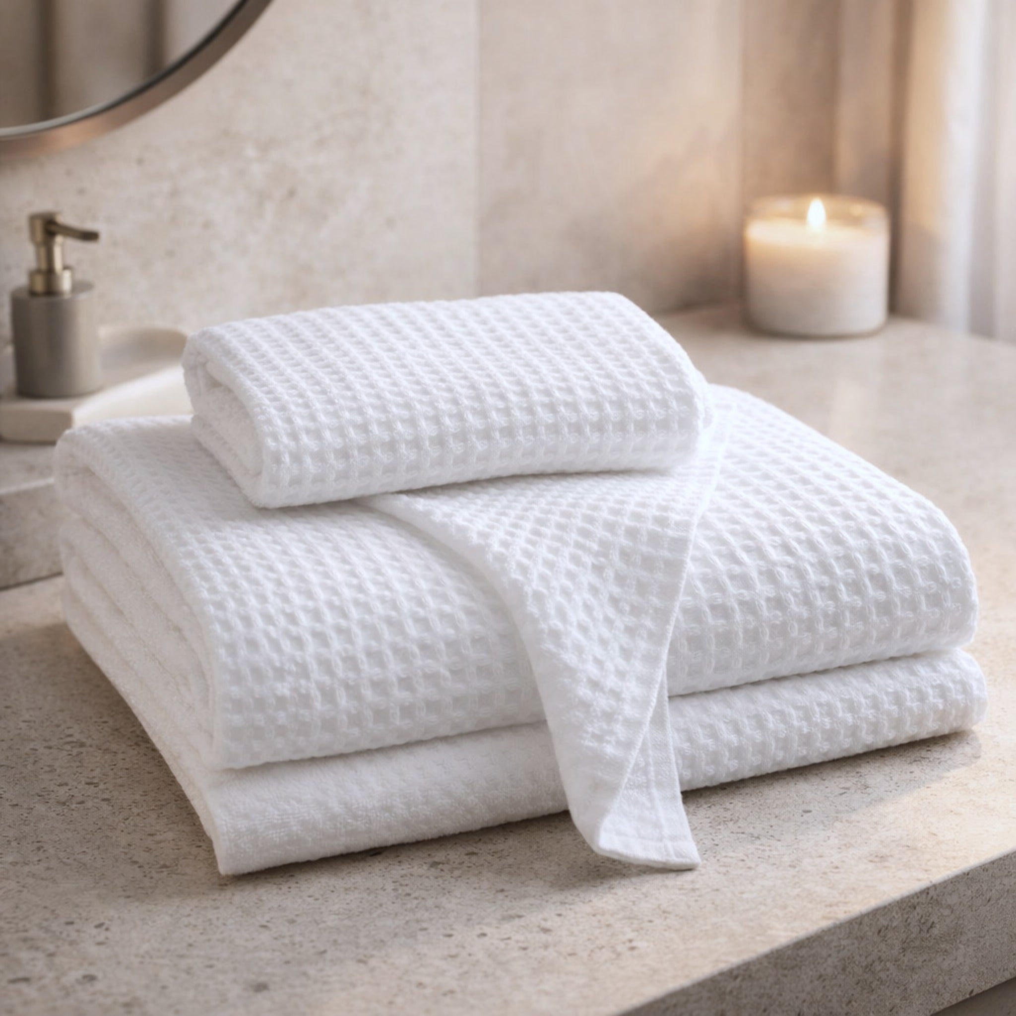 Set asciugamani Rebecca Home Martina in cotone nido d’ape colore bianco