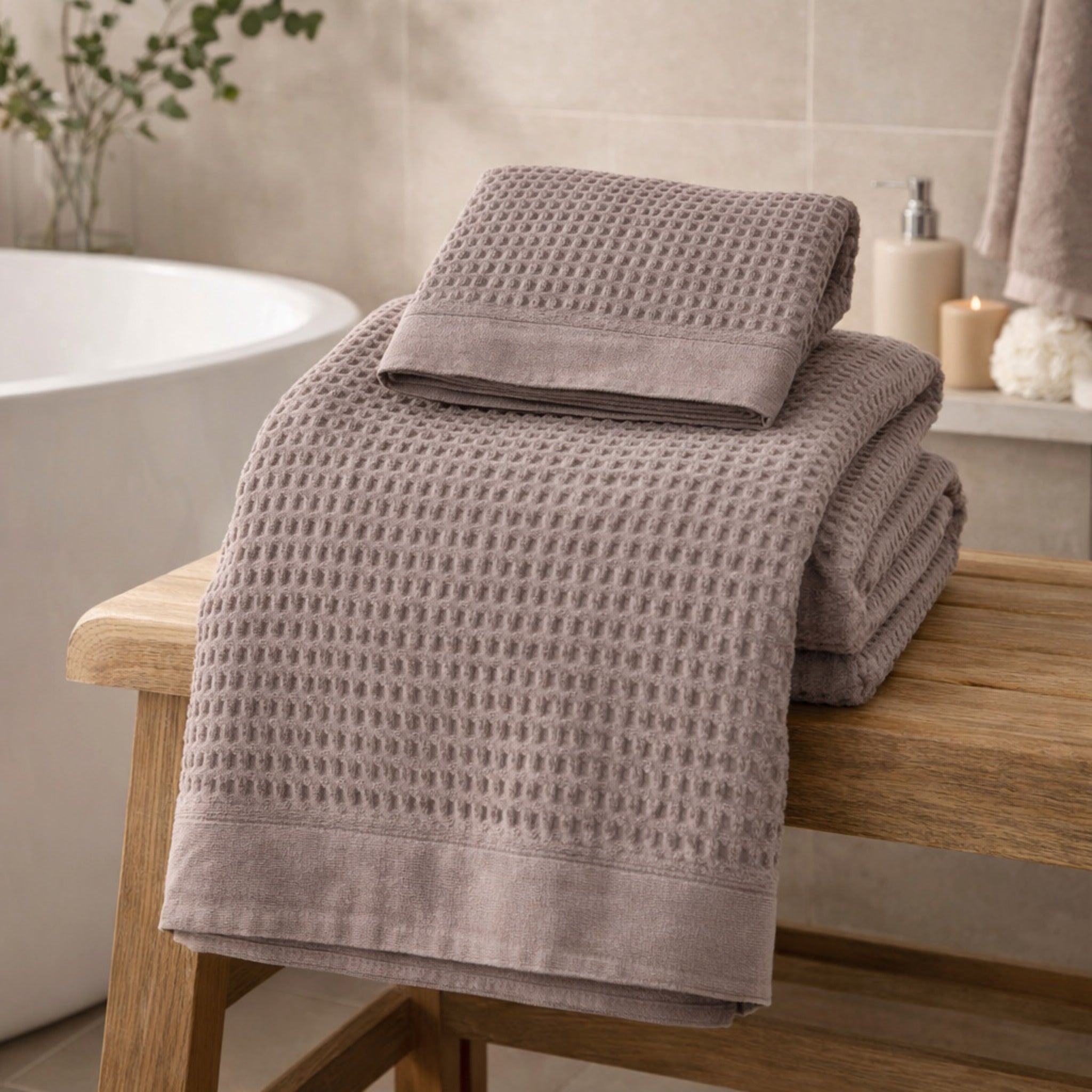 Set asciugamani Rebecca Home Martina in cotone nido d’ape colore tortora