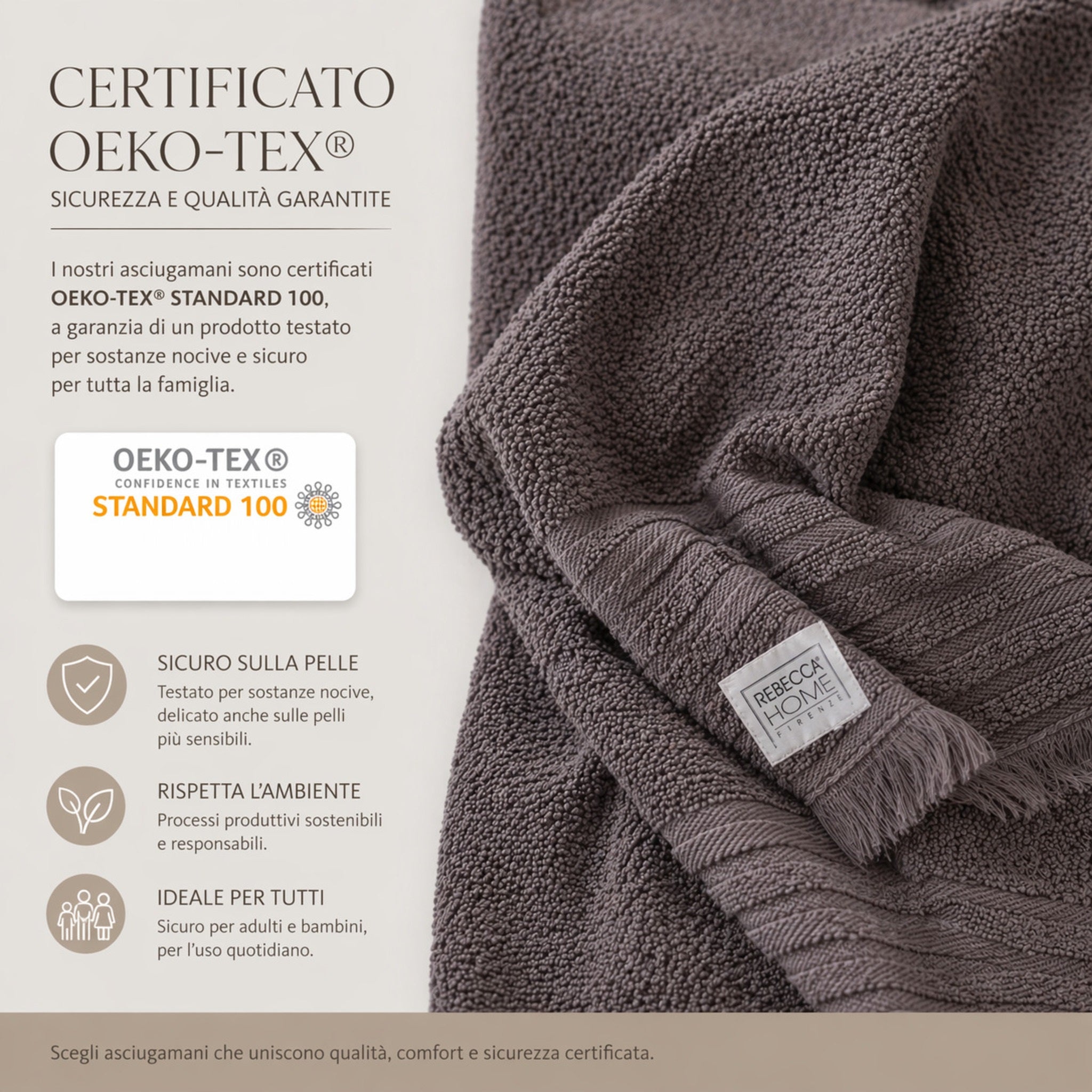 asciugamani cotone certificato oeko tex sicuro pelle