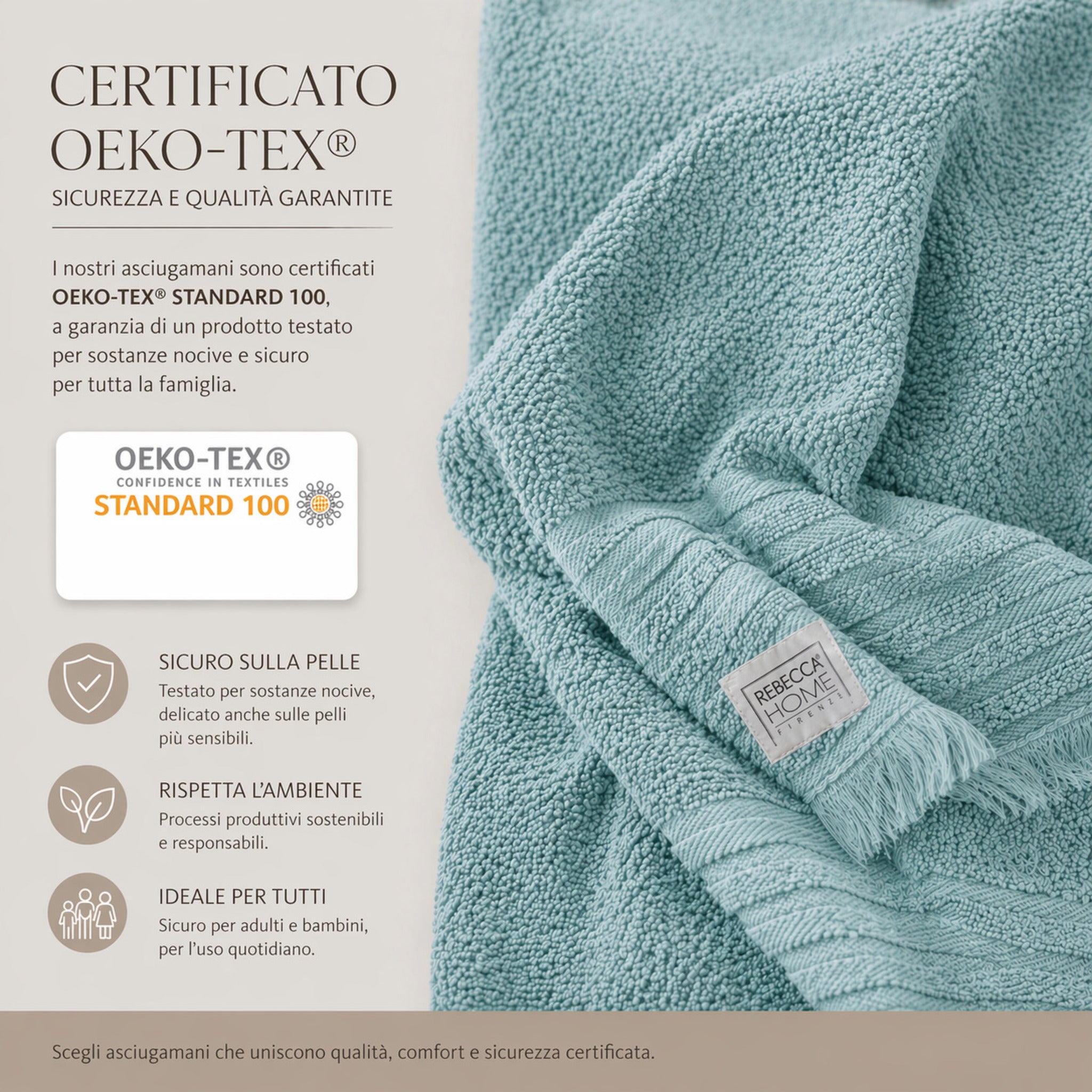 asciugamani cotone certificato oeko tex sicuro pelle