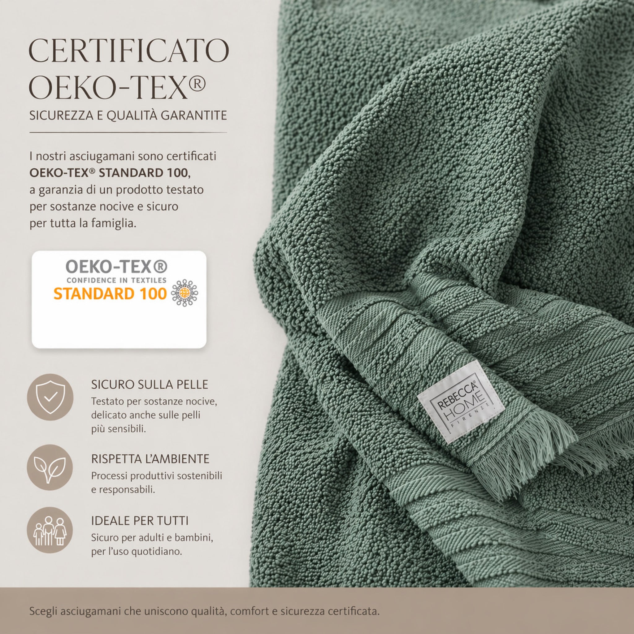 asciugamani cotone certificato oeko tex sicuro pelle