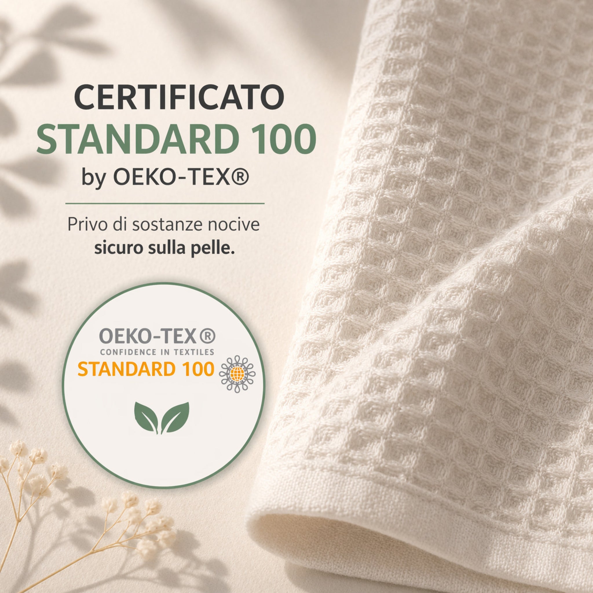 Asciugamani certificati OEKO-TEX privi di sostanze nocive