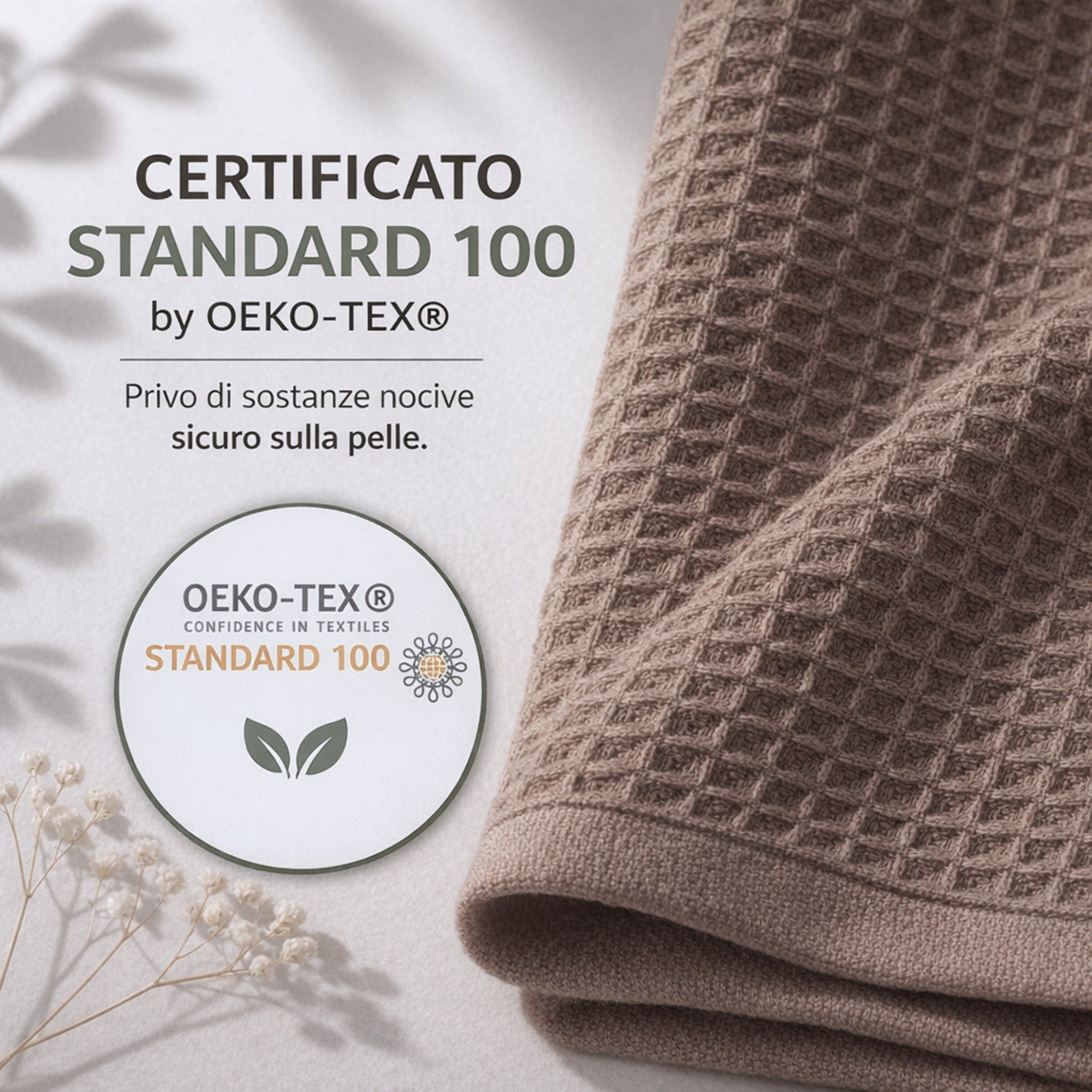 Asciugamani certificati OEKO-TEX privi di sostanze nocive