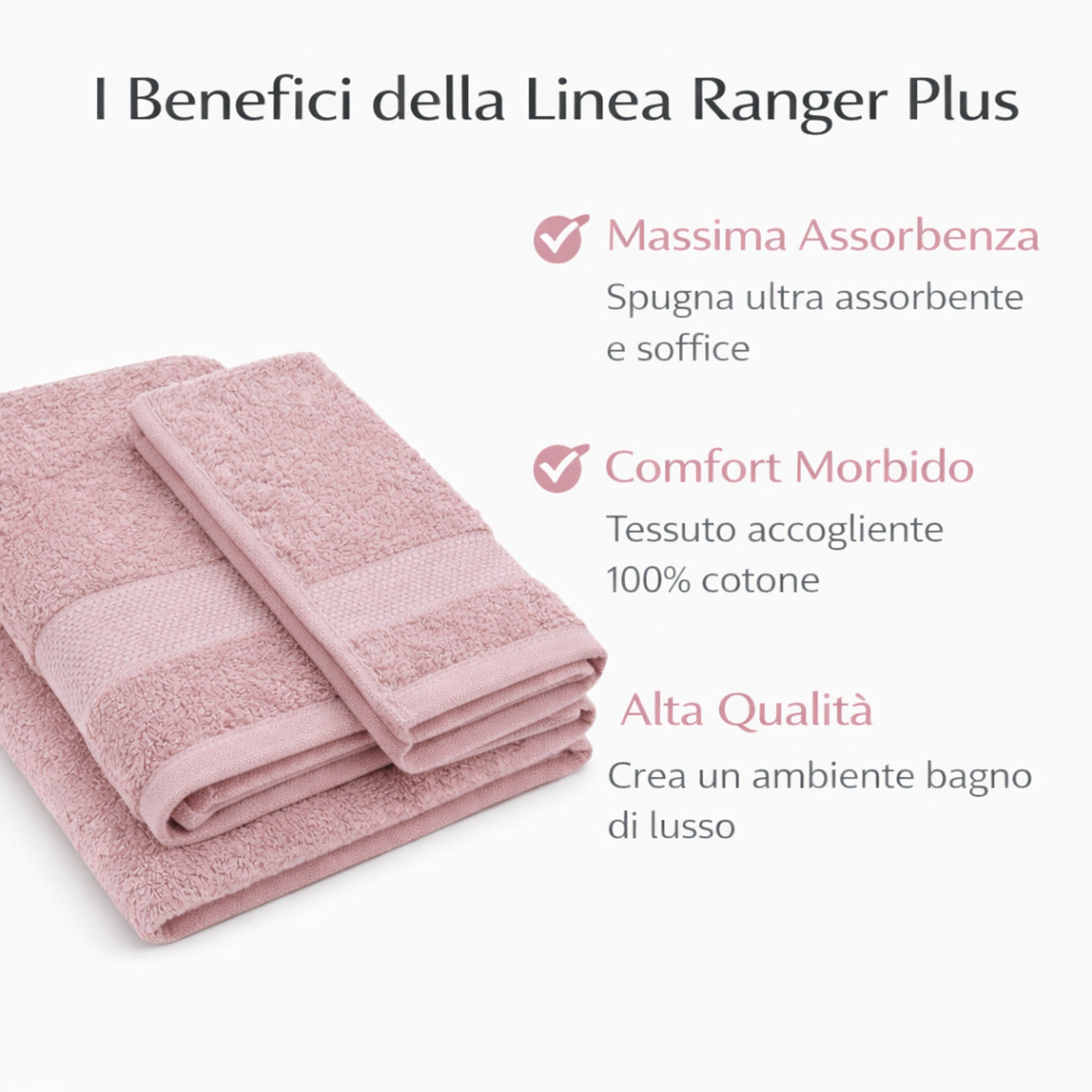 Spugna premium rosa alta assorbenza asciugamani bagno