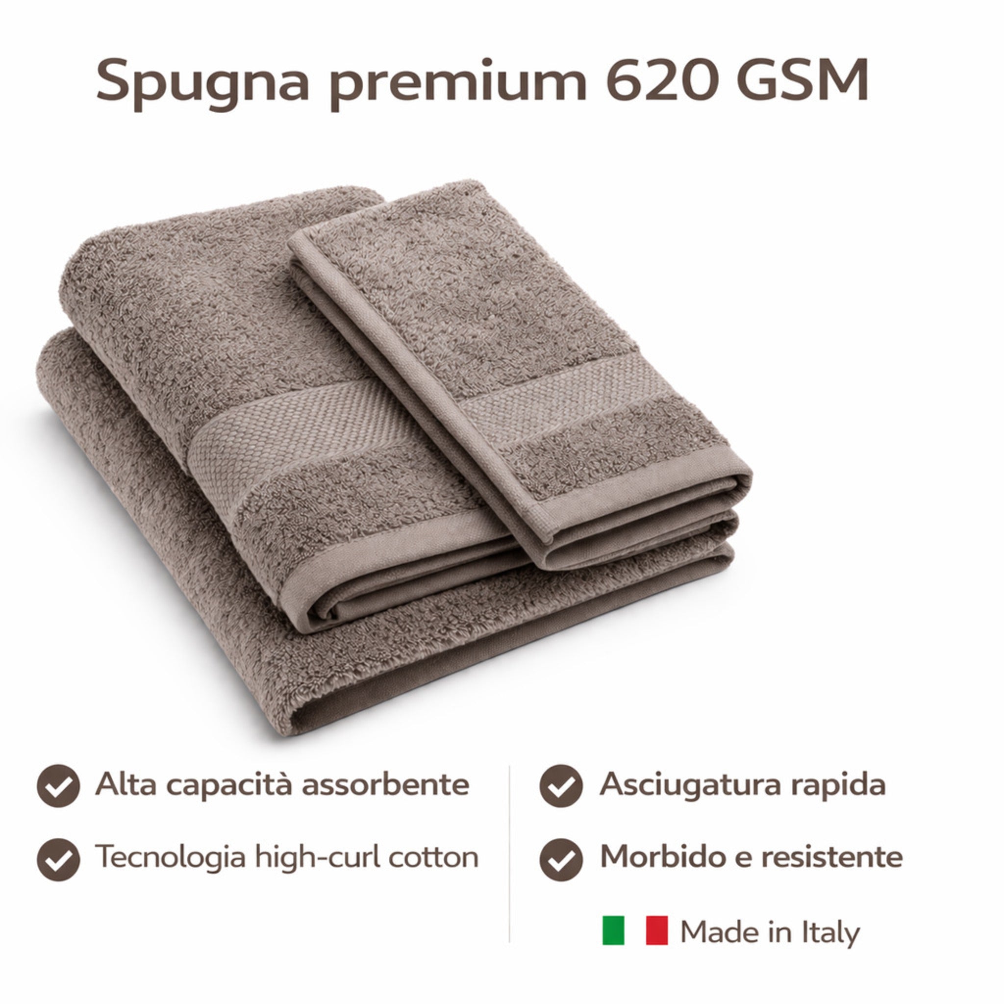 Spugna premium tortora alta assorbenza asciugamani bagno