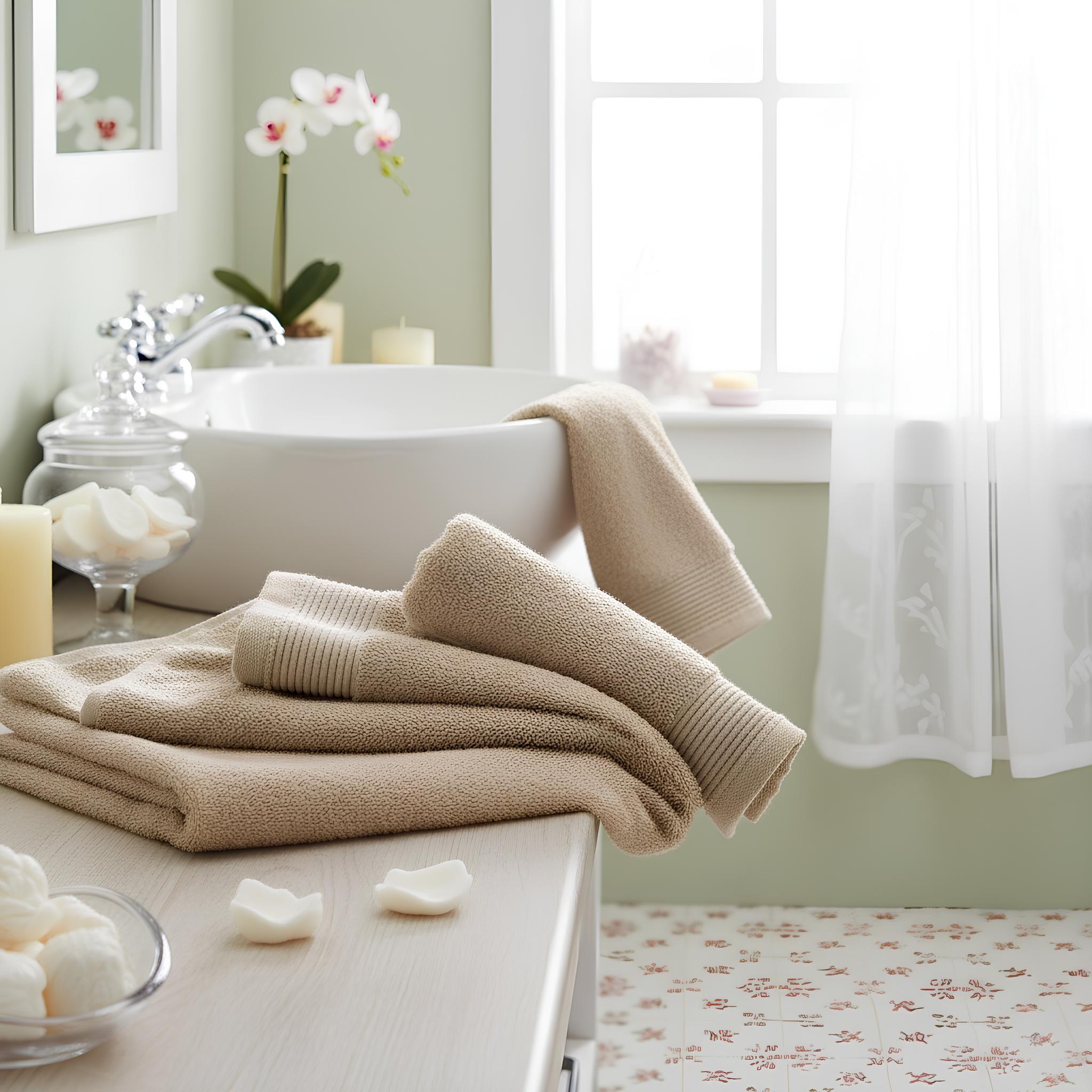 set asciugamani bagno spugna morbida assorbente beige