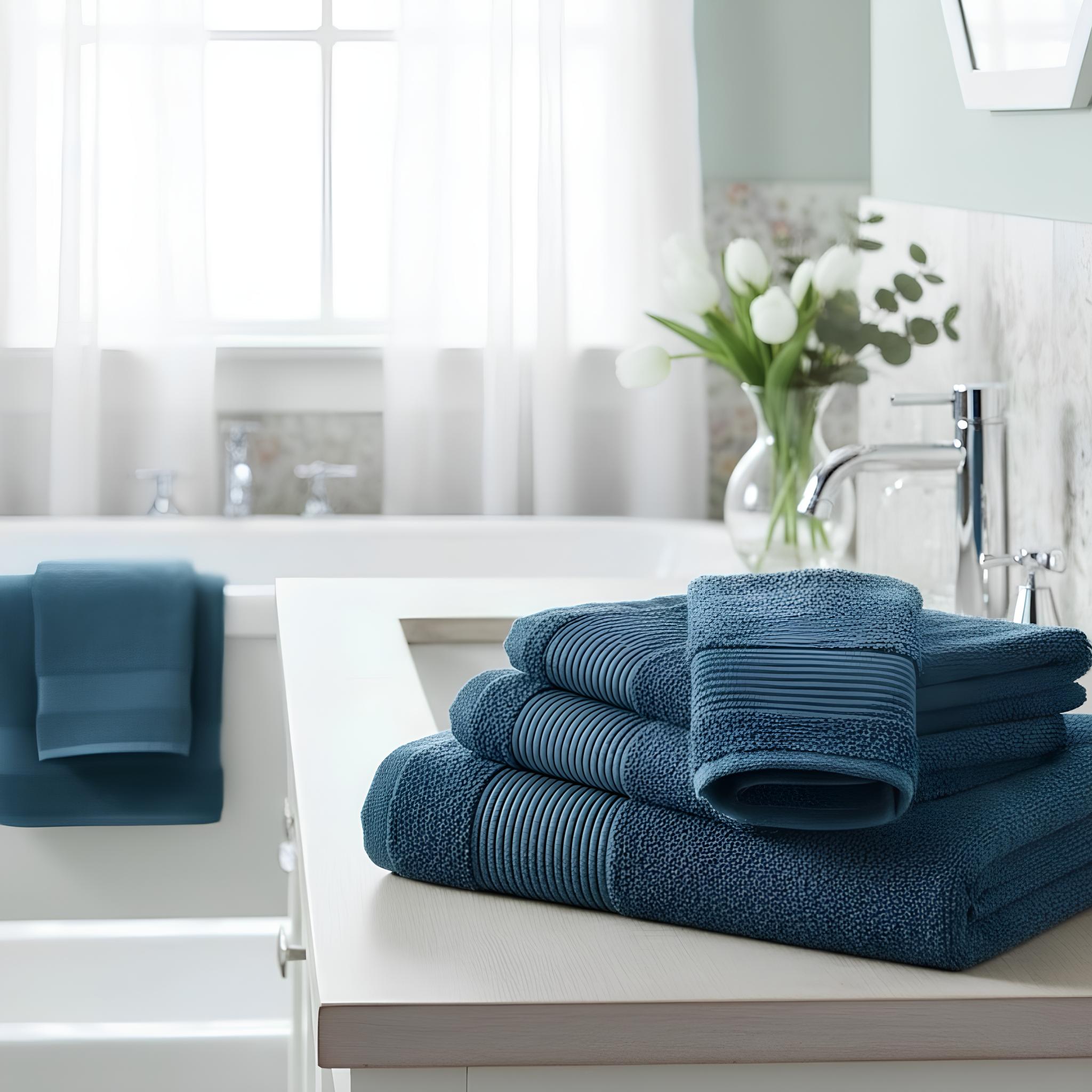 set asciugamani bagno spugna morbida assorbente ottanio