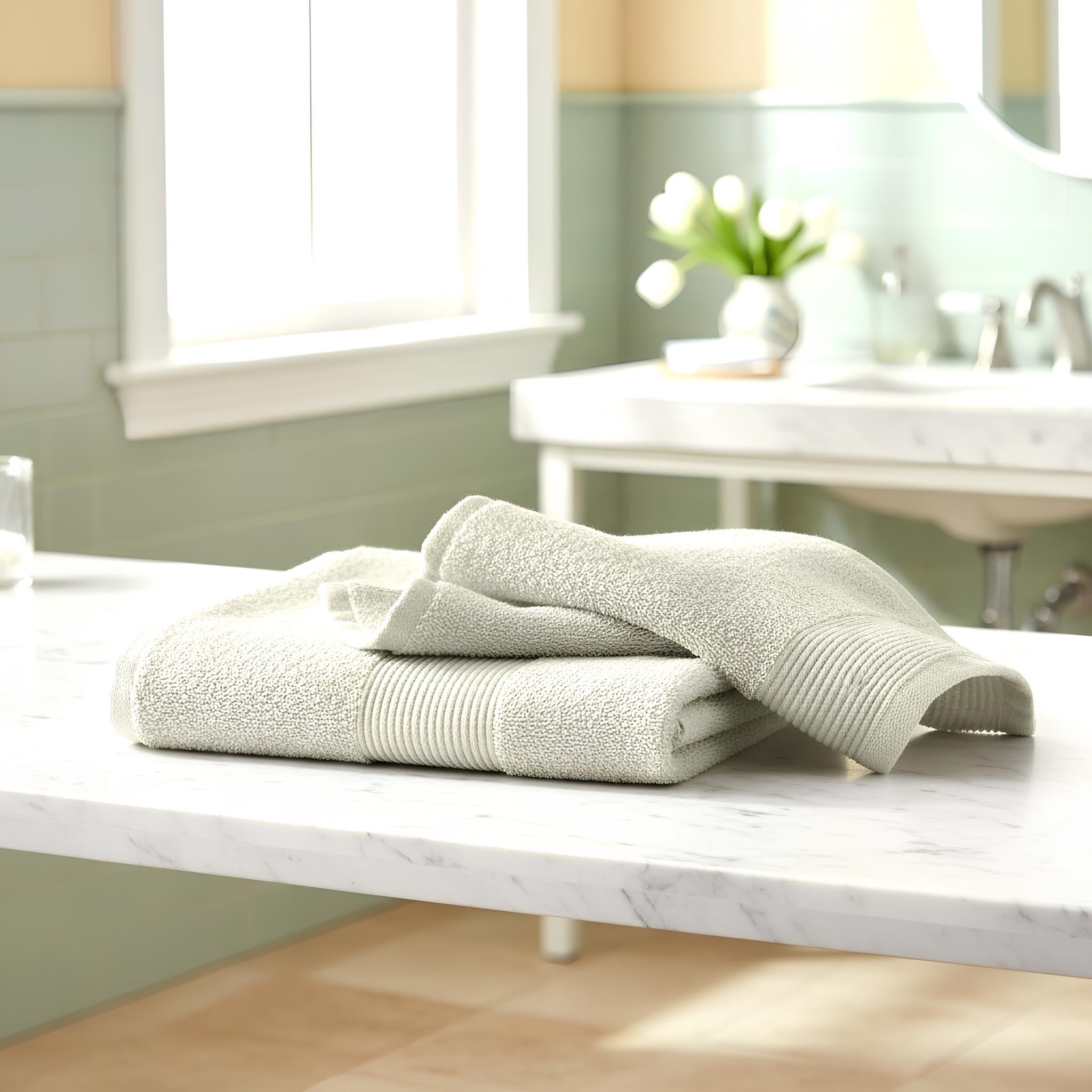 set asciugamani bagno spugna morbida assorbente panna