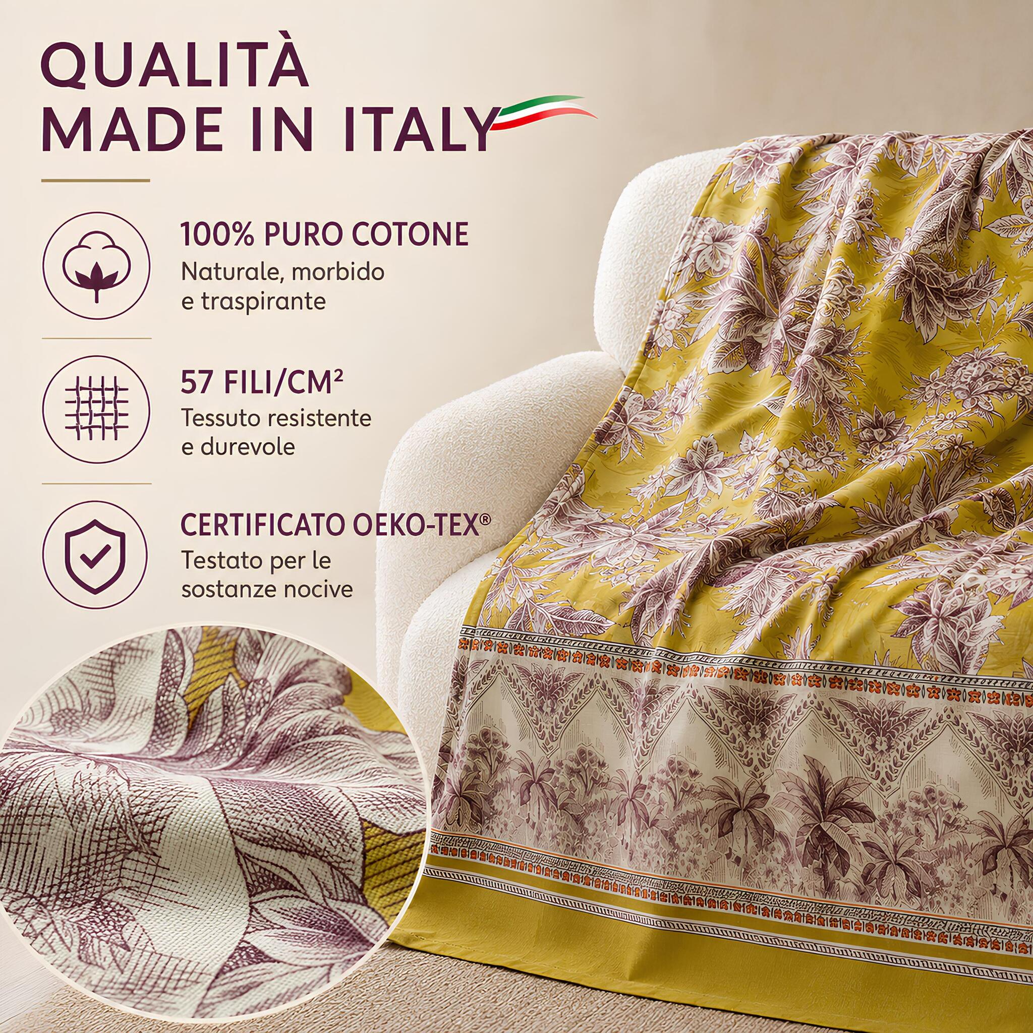 Telo arredo Bassetti Boboli giallo 100% cotone 57 fili Made in Italy Oeko-Tex