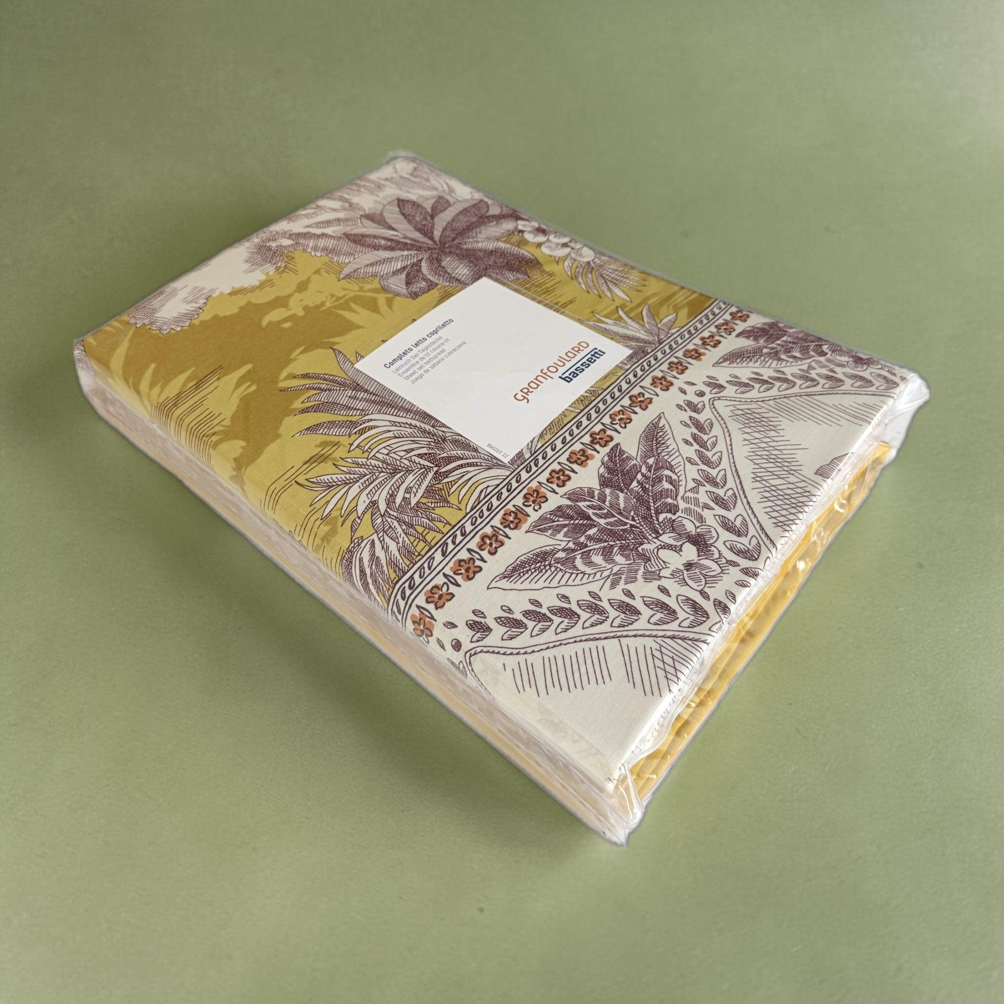 Confezione originale completo lenzuola matrimoniale Bassetti Granfoulard Boboli nella variante Oro