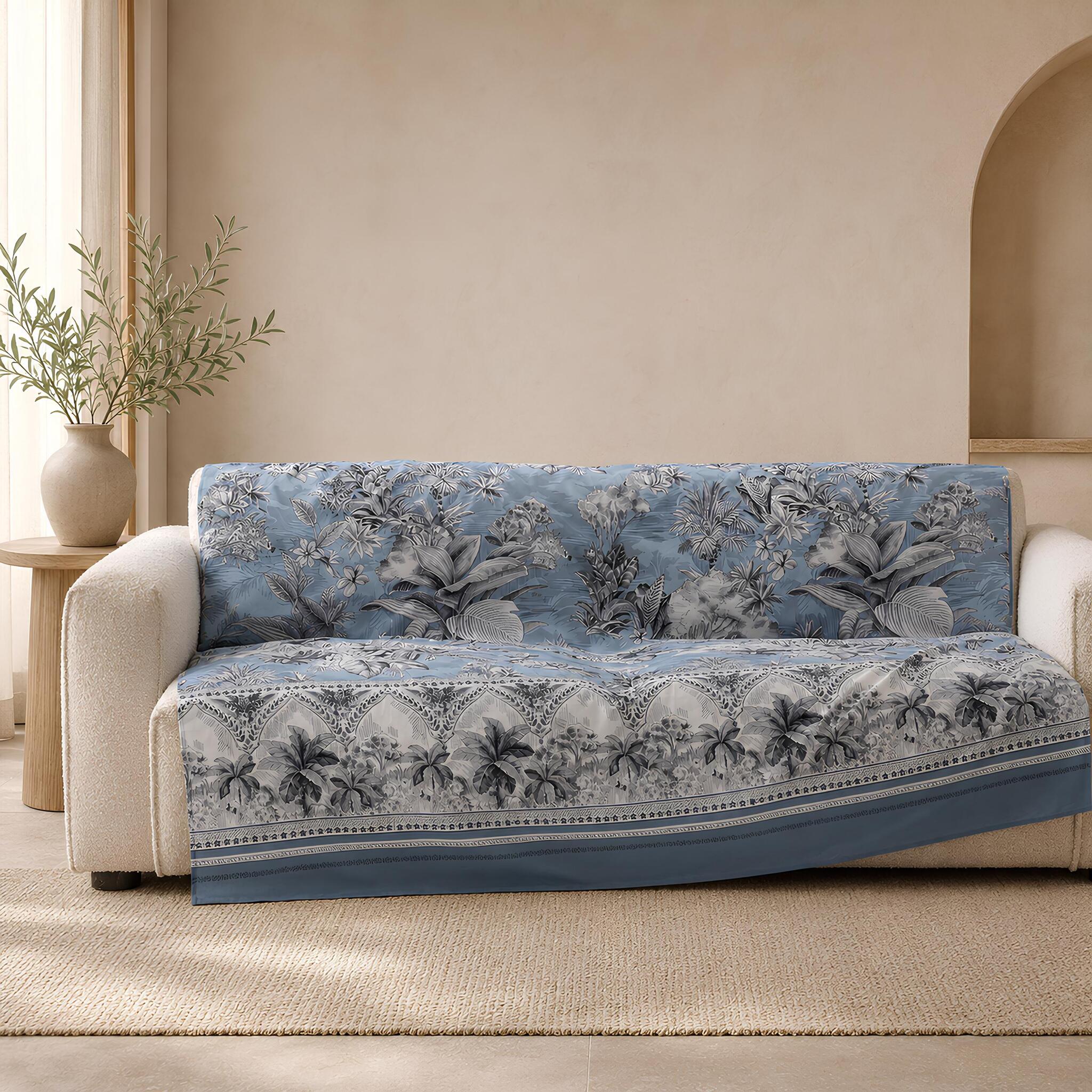 Bassetti Granfoulard Boboli telo arredo 270x270 cm azzurro su divano