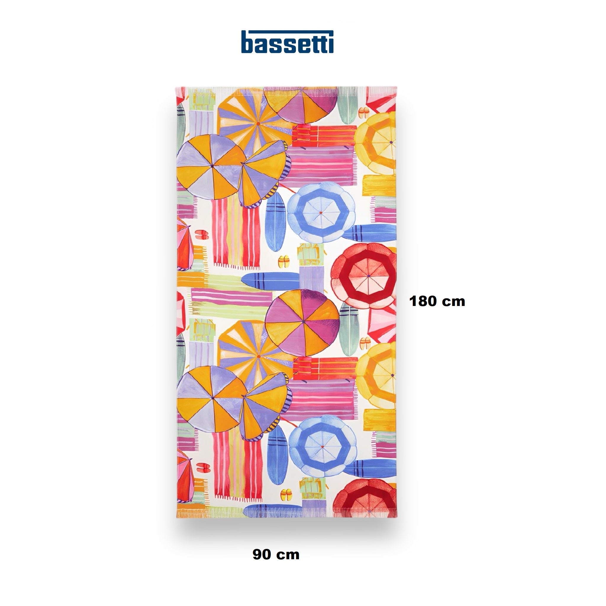 Bassetti beach towel in cotton terry with fringes 90x180cm Art. Capriccioli