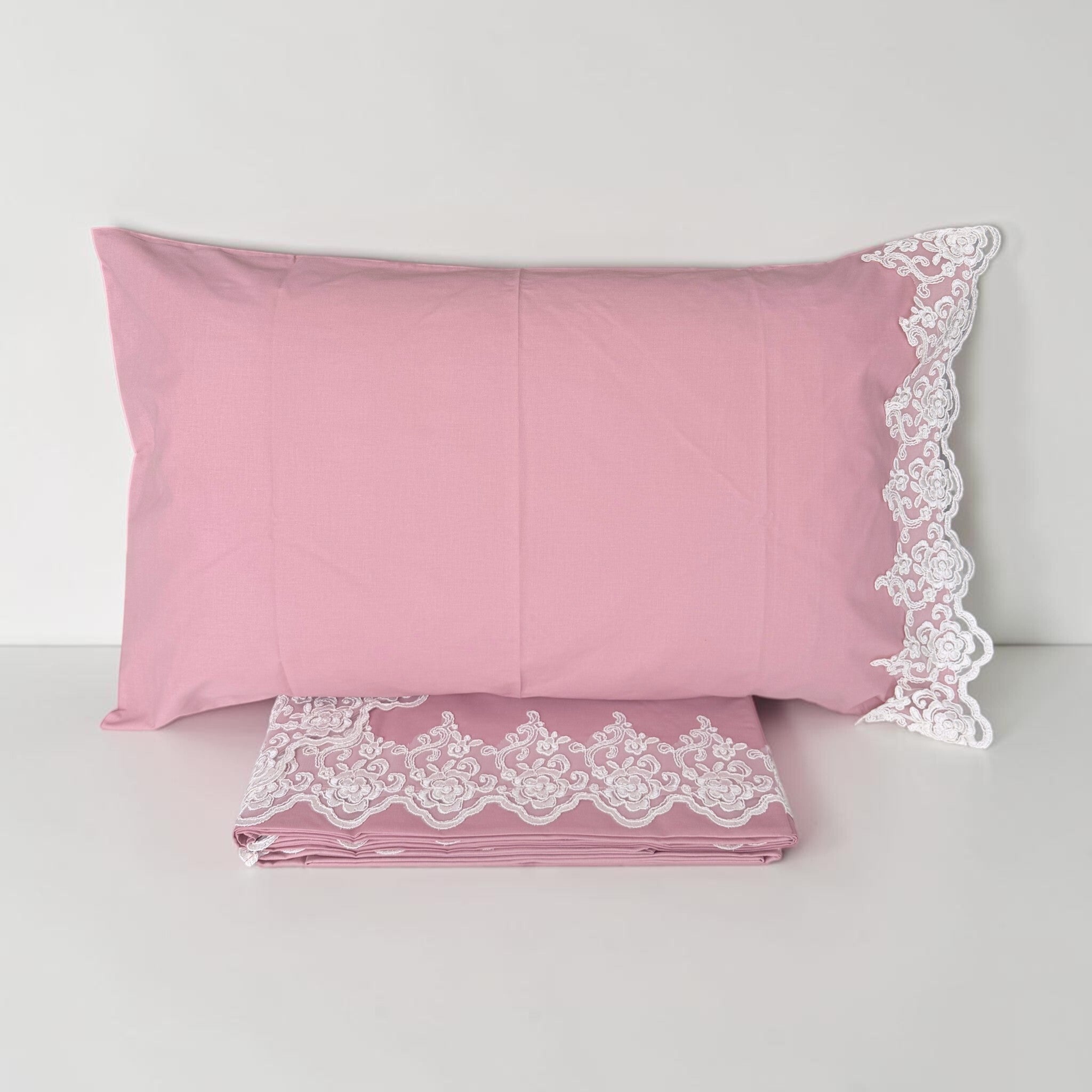 Federa Carezze Krizia rosa antico 50x80 cm con pizzo decorativo