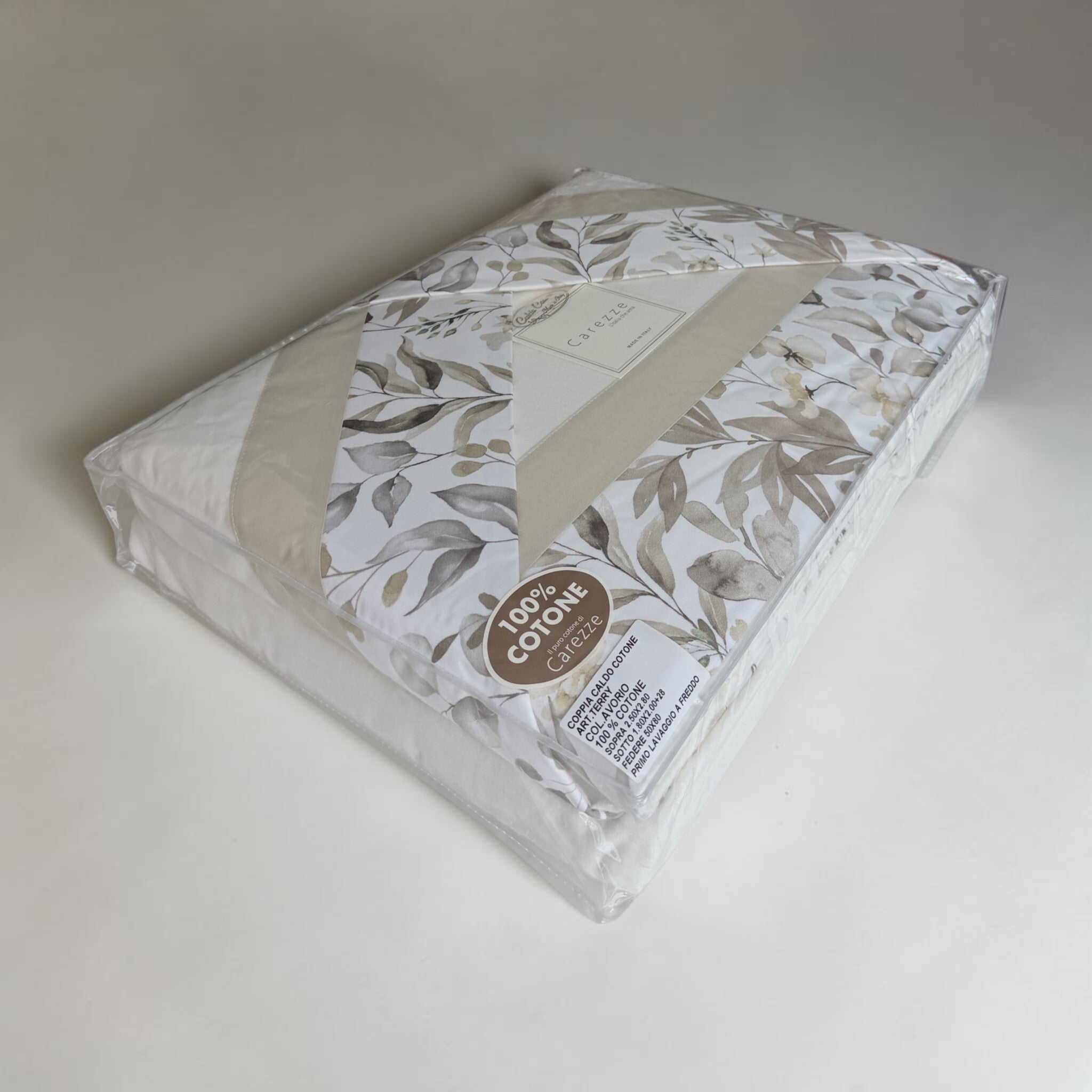 Confezione Carezze Terry Avorio in caldo cotone matrimoniale in busta PVC