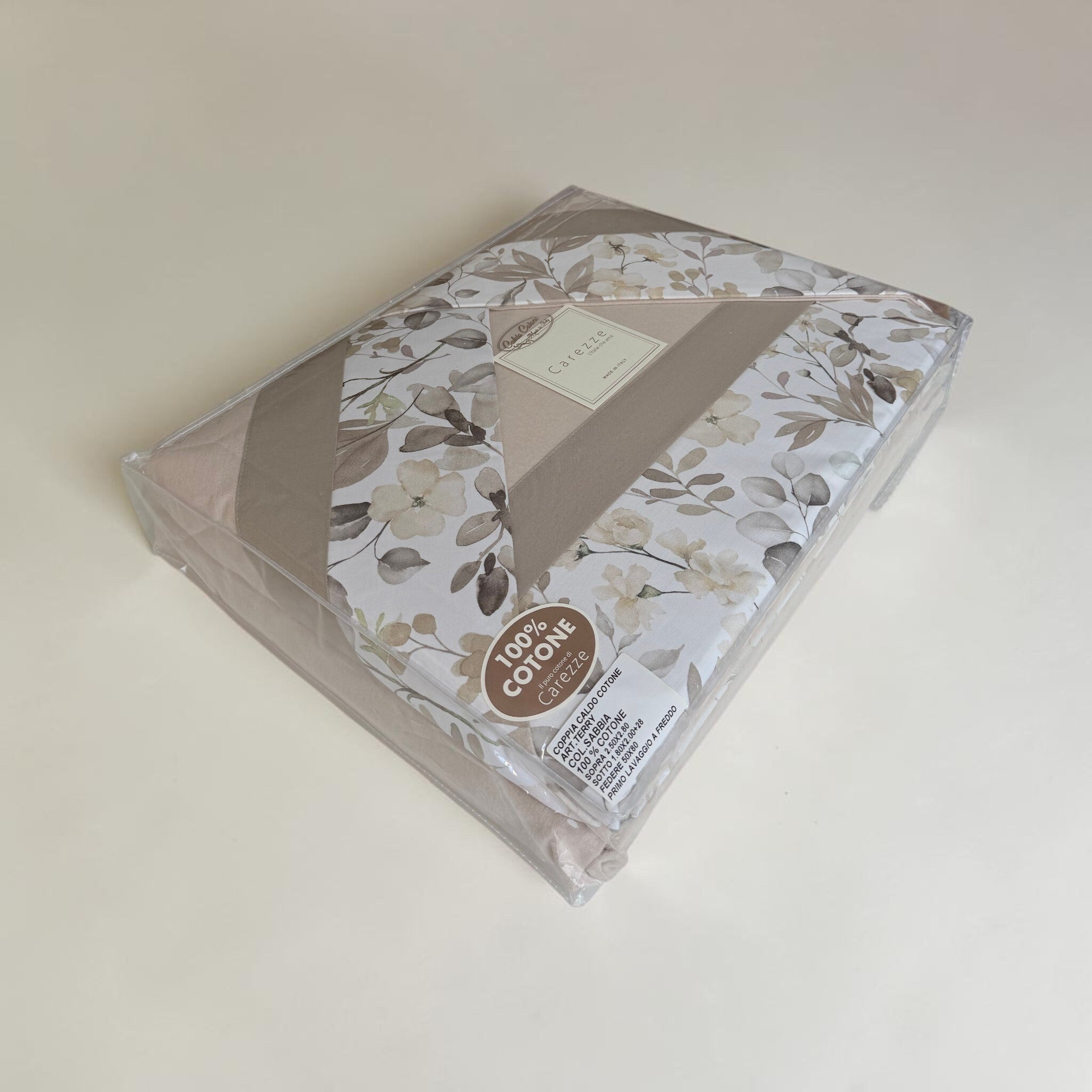 Confezione Carezze Terry Sabbia completo matrimoniale in caldo cotone Made in Italy