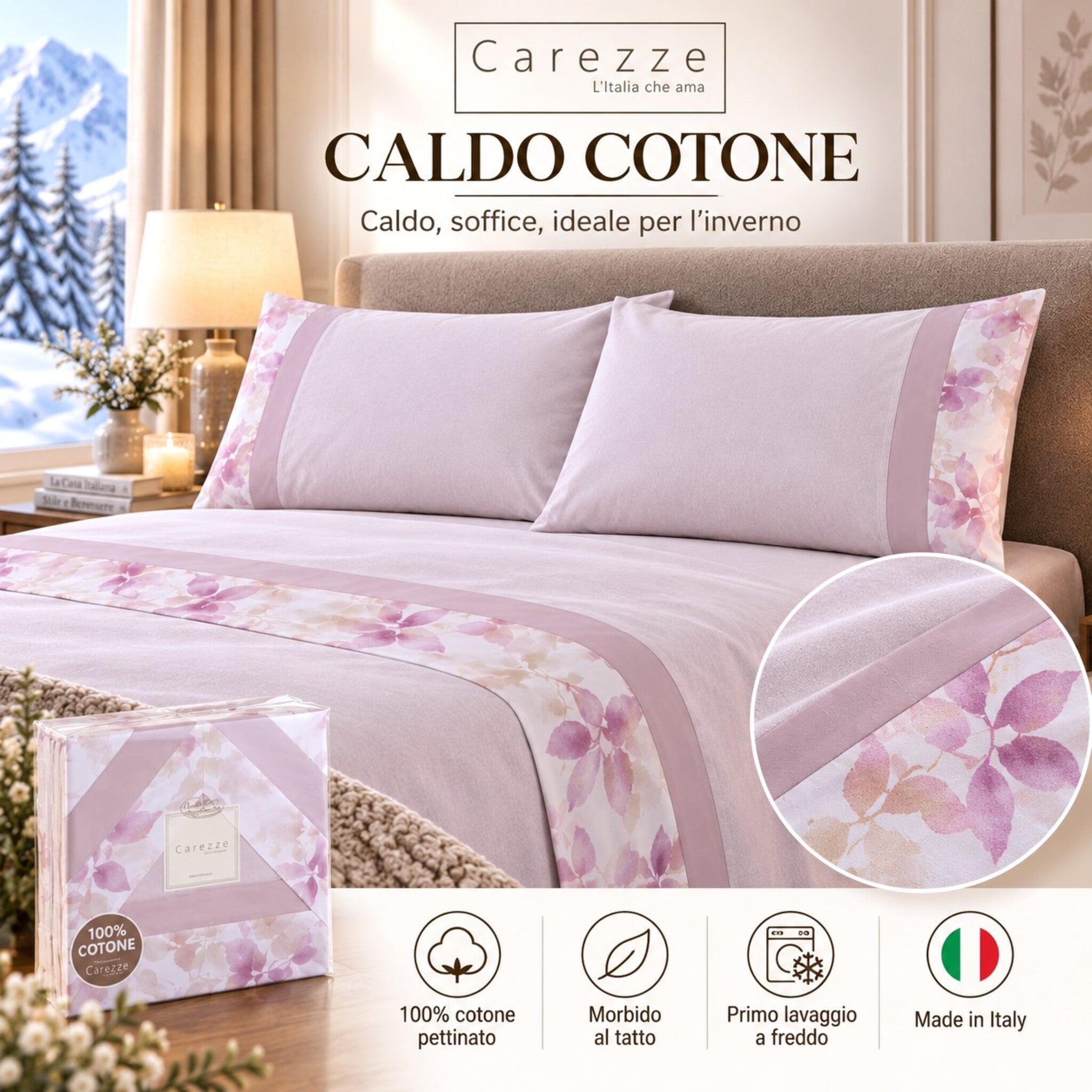 Completo Carezze Wendy Cipria in 100% cotone pettinato caldo e morbido per inverno