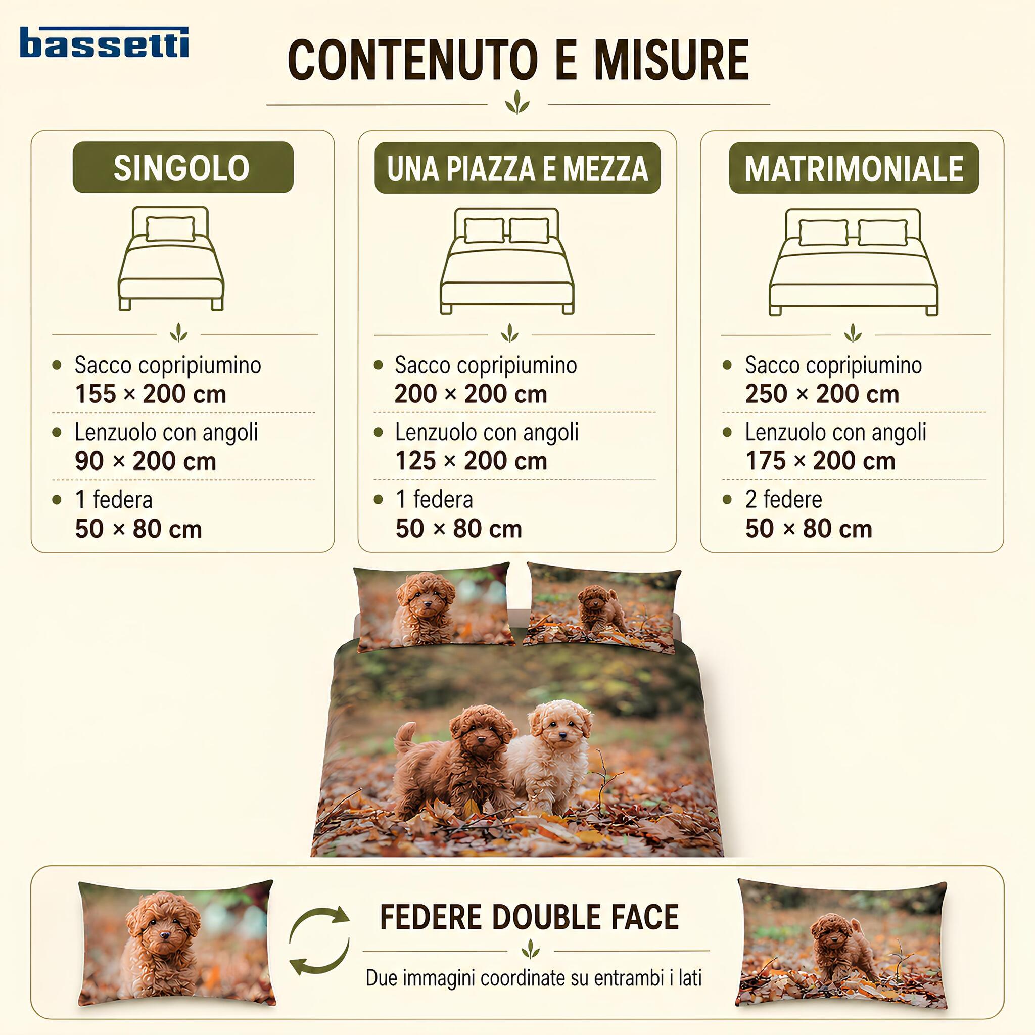 Misure del completo Bassetti Toys singolo piazza e mezza e matrimoniale