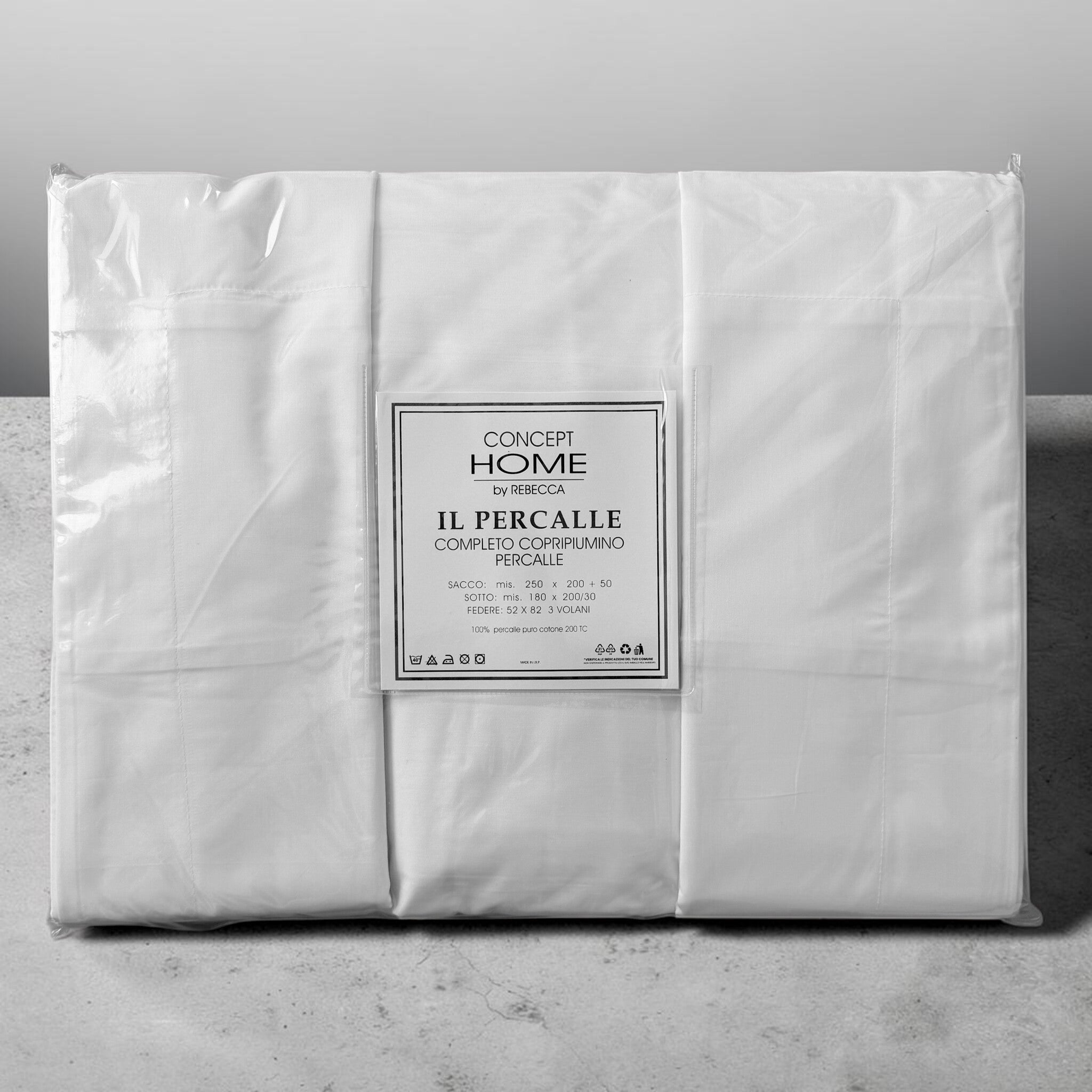 Confezione del completo copripiumino matrimoniale Rebecca Home Concept bianco