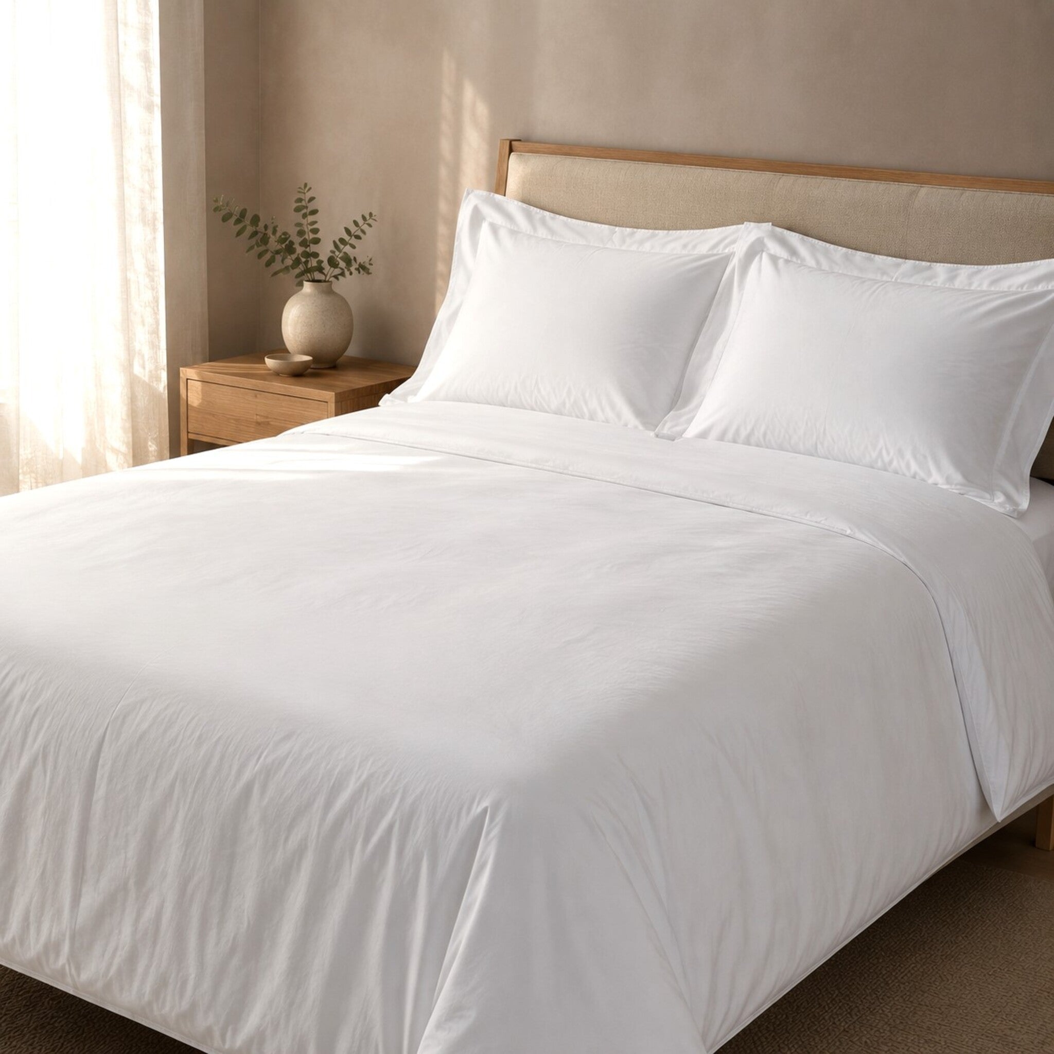 Completo copripiumino matrimoniale Rebecca Home Concept bianco in cotone percalle