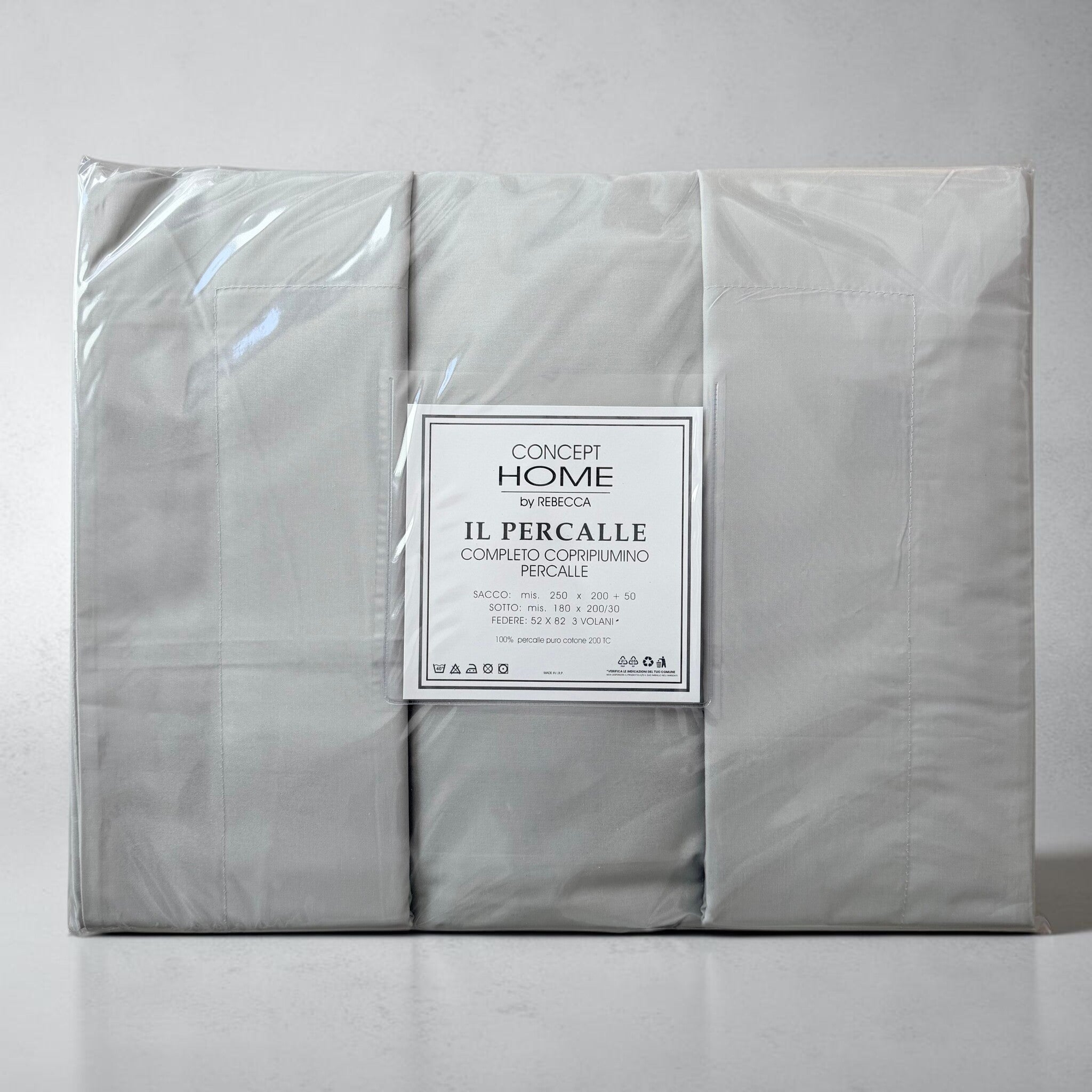 Confezione del completo copripiumino matrimoniale Rebecca Home Concept grigio