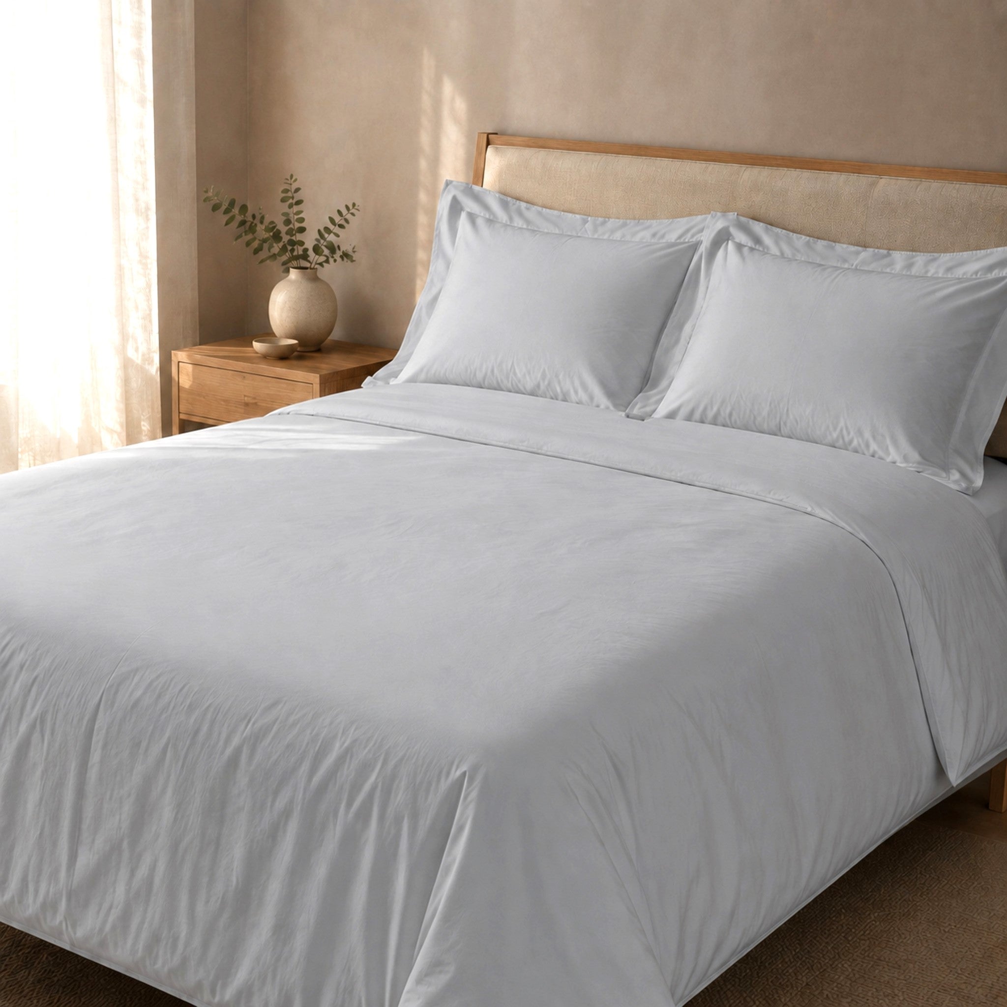 Completo copripiumino matrimoniale Rebecca Home Concept grigio in cotone percalle