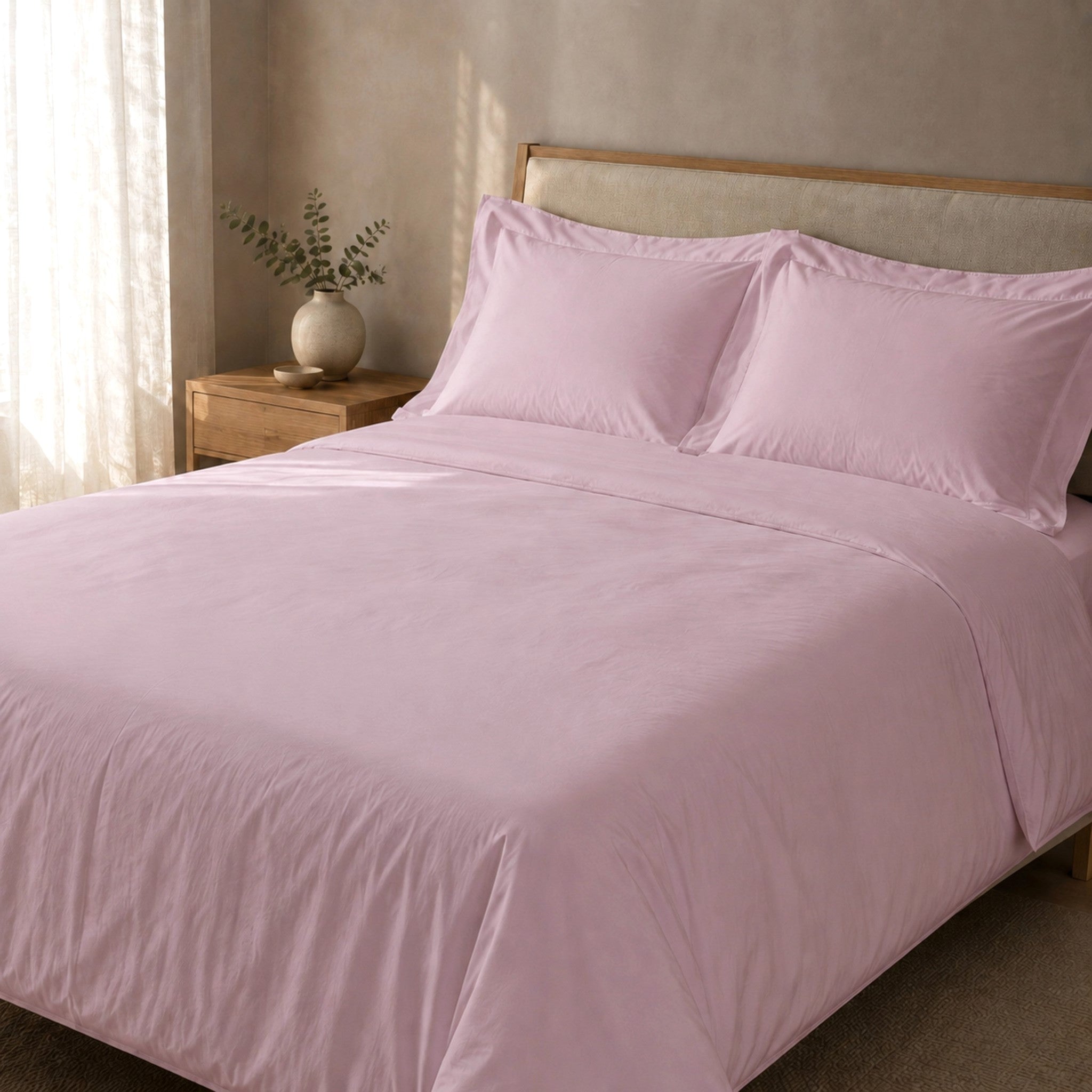 Completo copripiumino matrimoniale Rebecca Home Concept rosa in cotone percalle