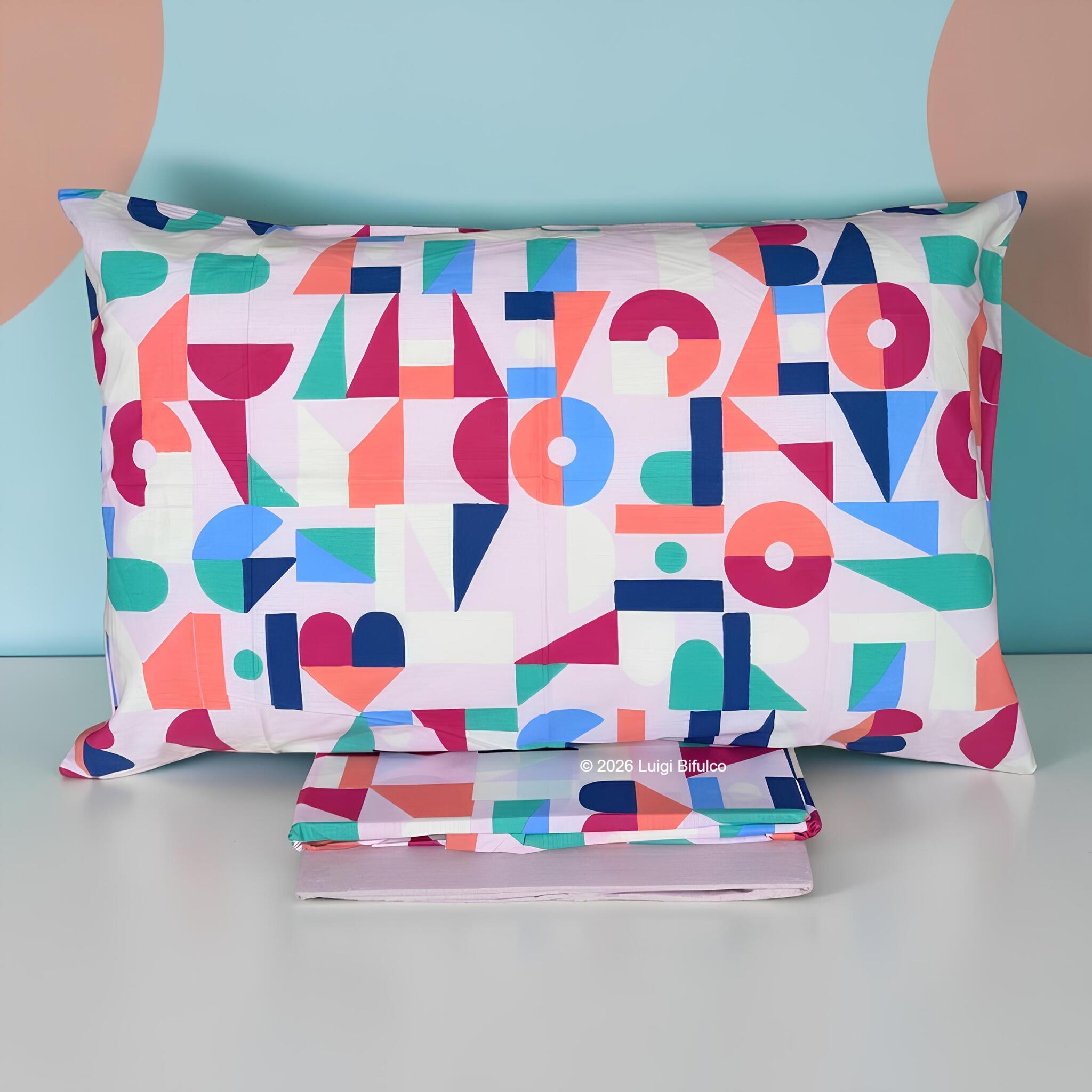 Set completo lenzuola singolo Bassetti Playtime rosa con federa e lenzuolo inferiore tinta unita