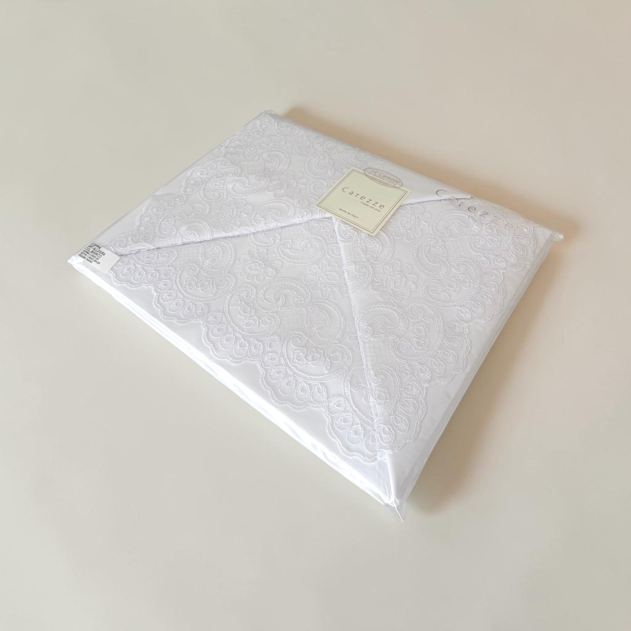 Confezione del completo lenzuola matrimoniale Carezze Allegra bianco