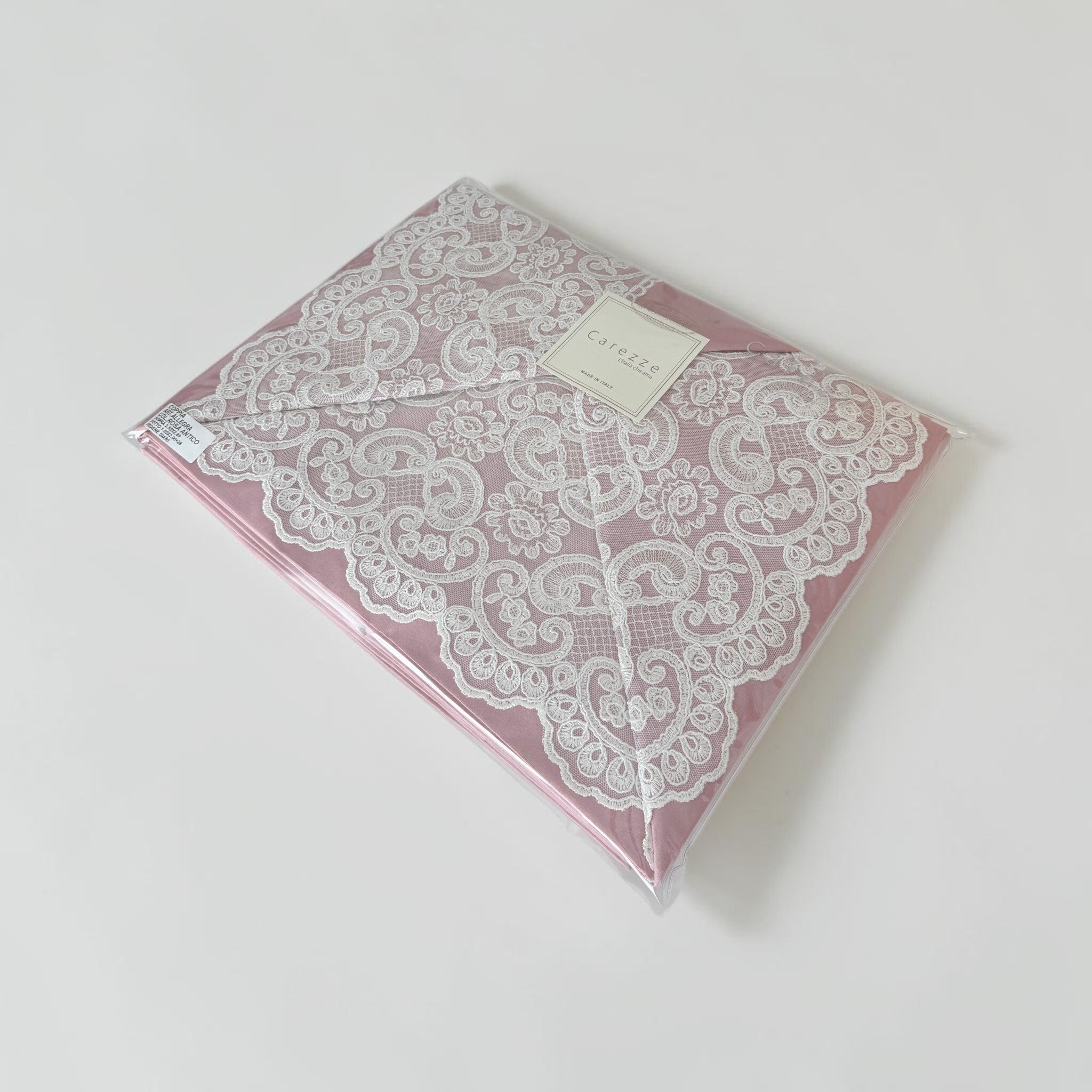 Completo lenzuola matrimoniale Carezze Allegra rosa antico confezionato