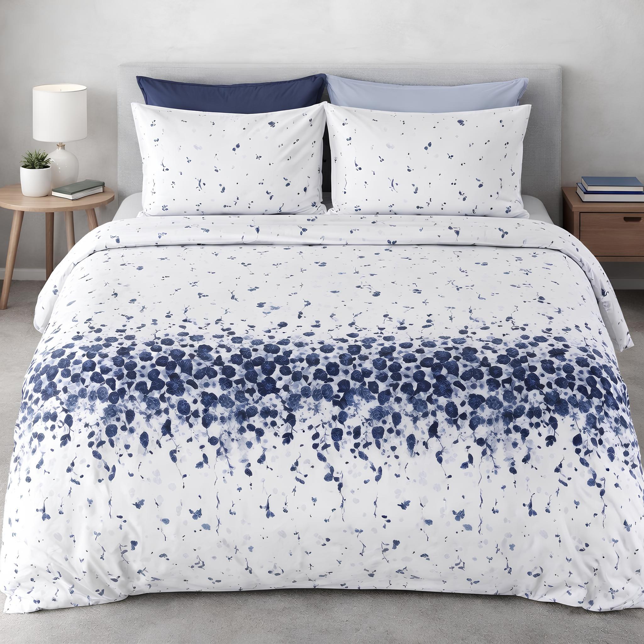 Completo lenzuola matrimoniali Cogal 2678 fantasia moderna blu