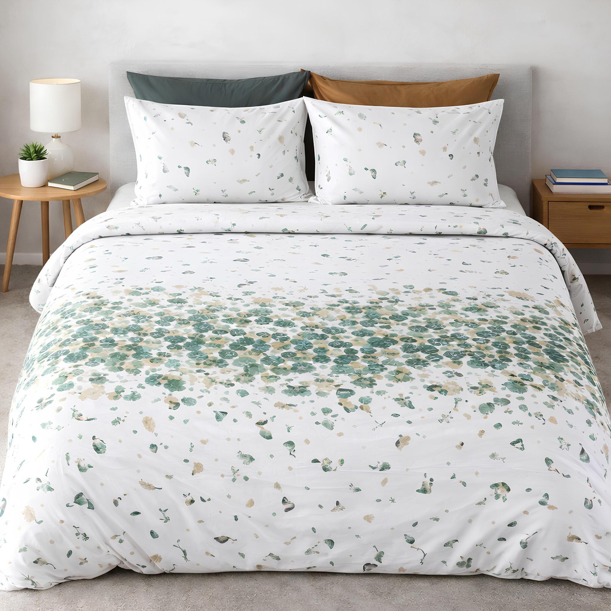 Completo lenzuola matrimoniali Cogal 2678 fantasia moderna verde