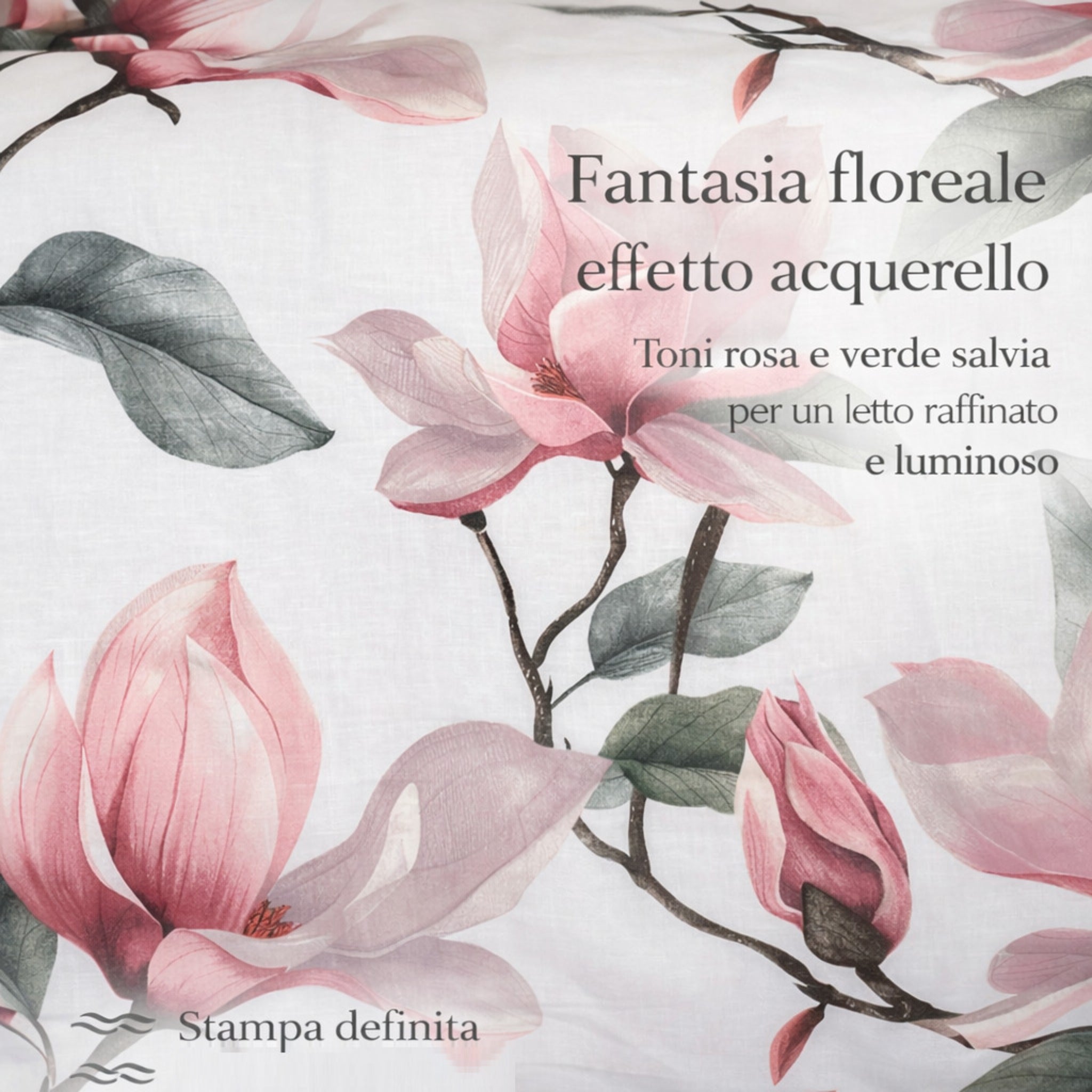 Dettaglio fantasia floreale magnolia rosa effetto acquerello