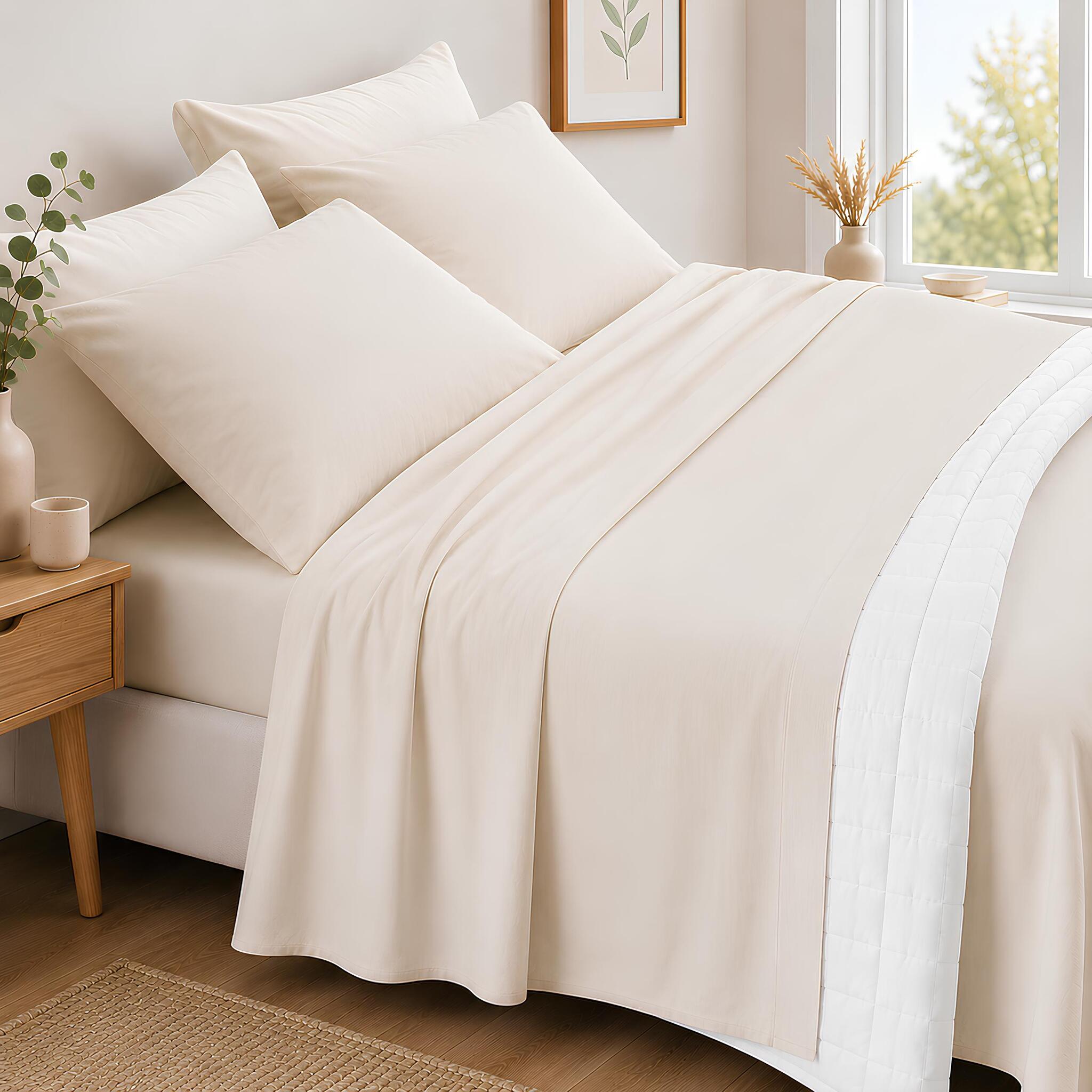 Completo lenzuola in flanella Zambaiti Frida colore tortora 100% cotone Made in Italy panna