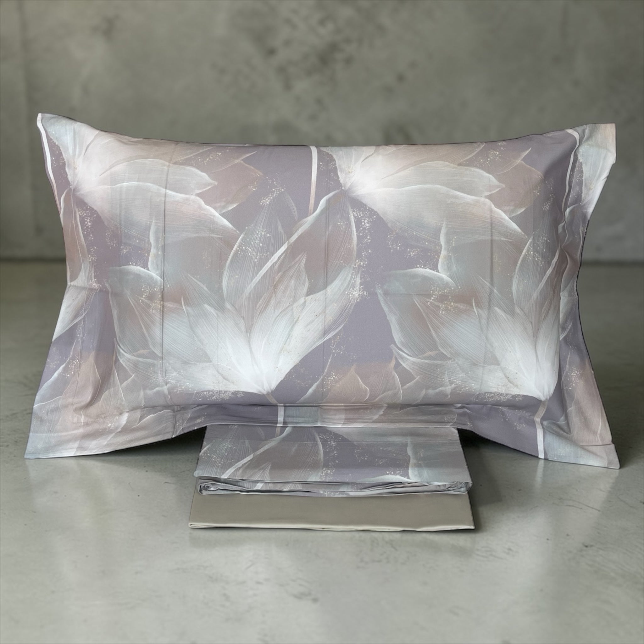 Federa a tre volant Abstract Flower raso cotone
