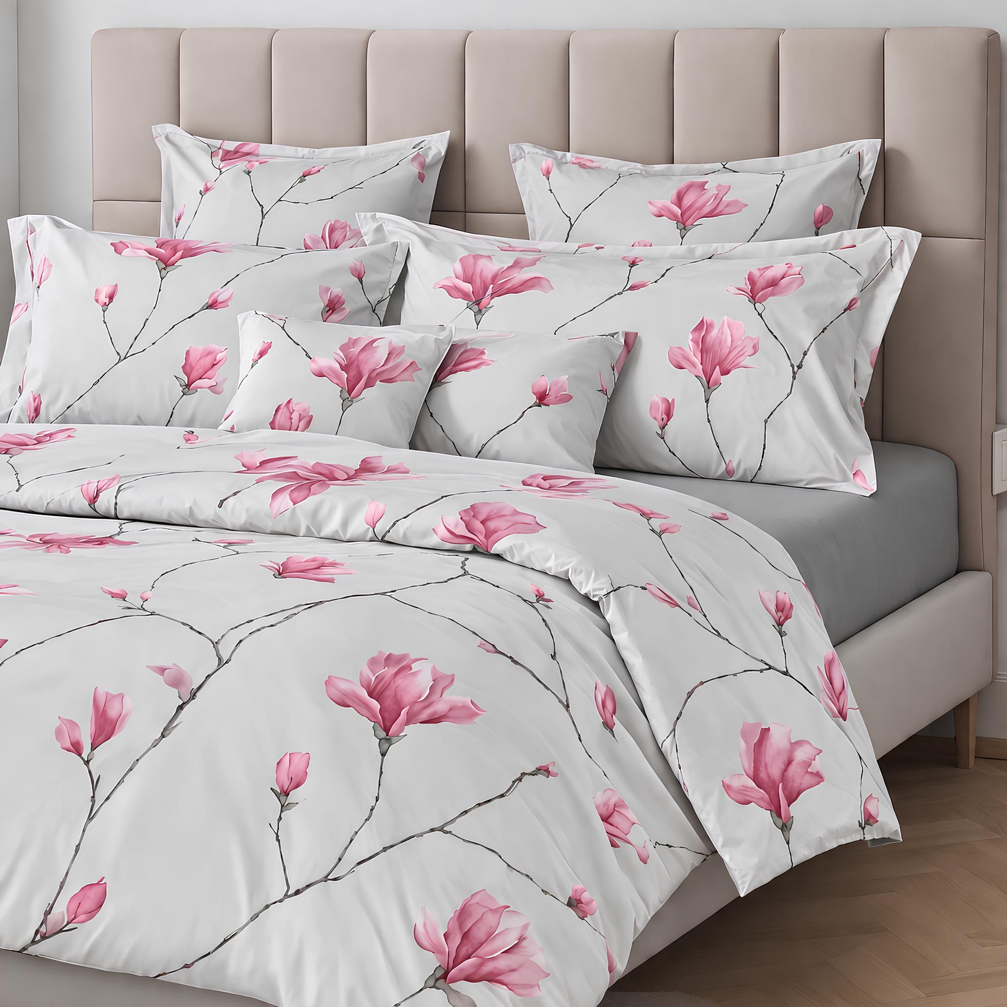 Lenzuola matrimoniali magnolia colore grigio