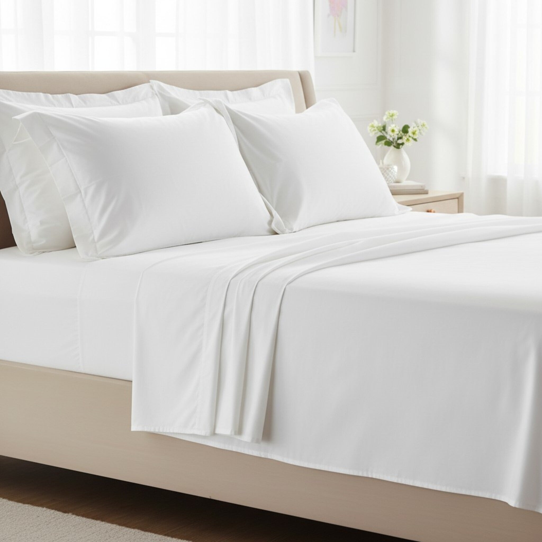 Completo lenzuola matrimoniale bianco in cotone percalle Rebecca Home