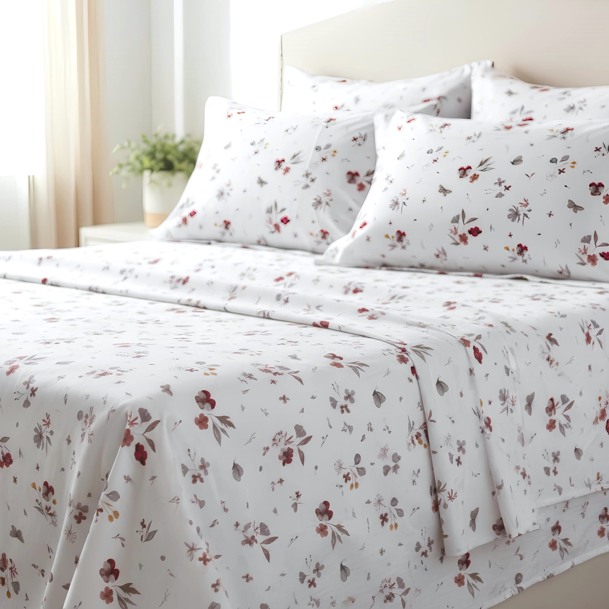 Completo lenzuola matrimoniale percalle 100% cotone fantasia floreale Rebecca Home
