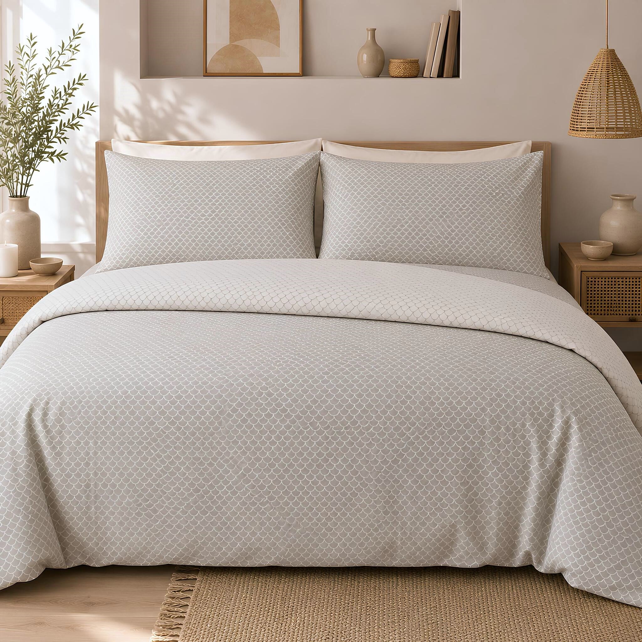 Completo lenzuola matrimoniale Zambaiti Arki in 100% cotone Made in Italy Tortora